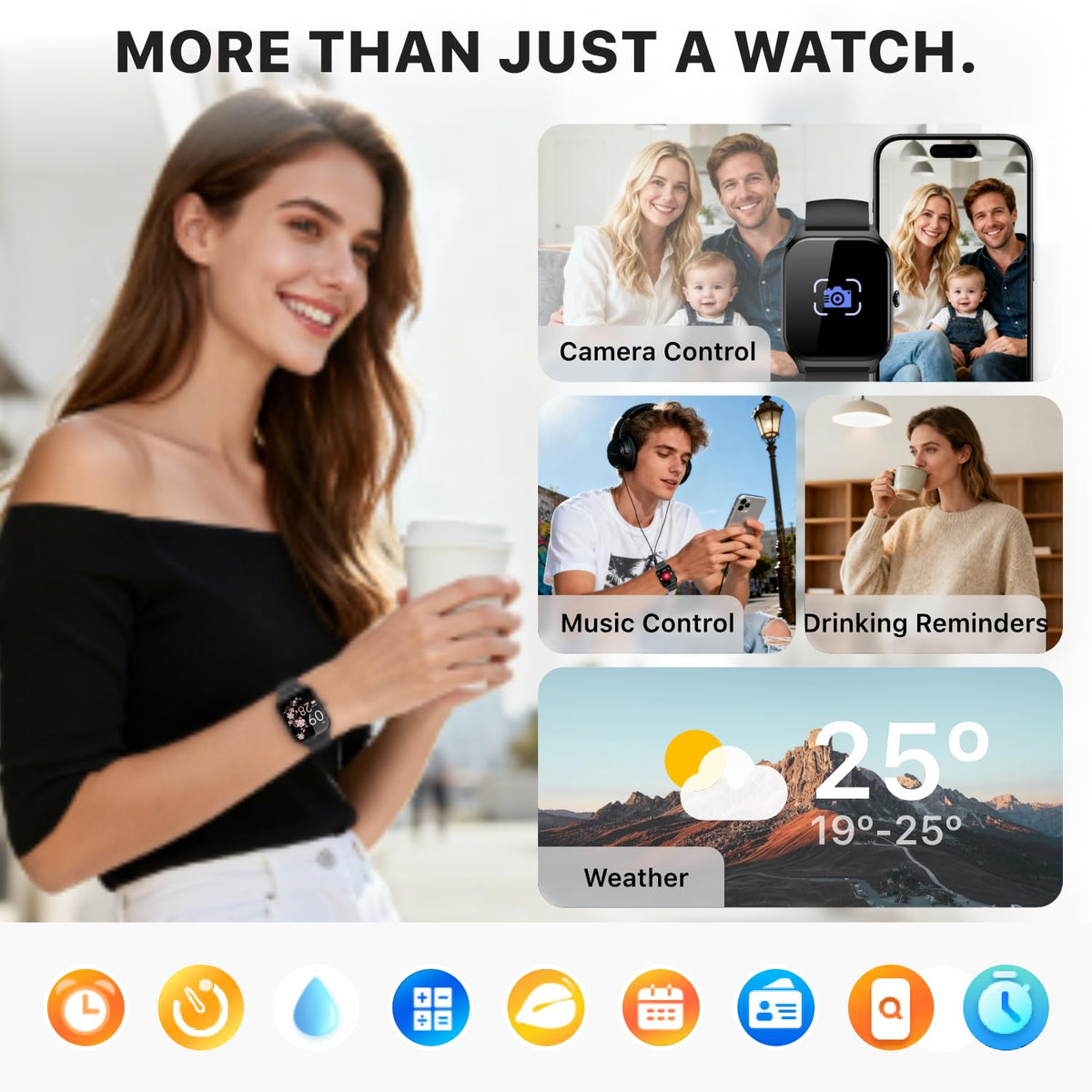 Smart Watch for Women Men - Answer/Make Call, Fitness Tracker Smartwatch for Android iPhone Compatible, Sleep Female Cycle, 120+ Sports Modes Step Counter (Blue, 2 Straps)