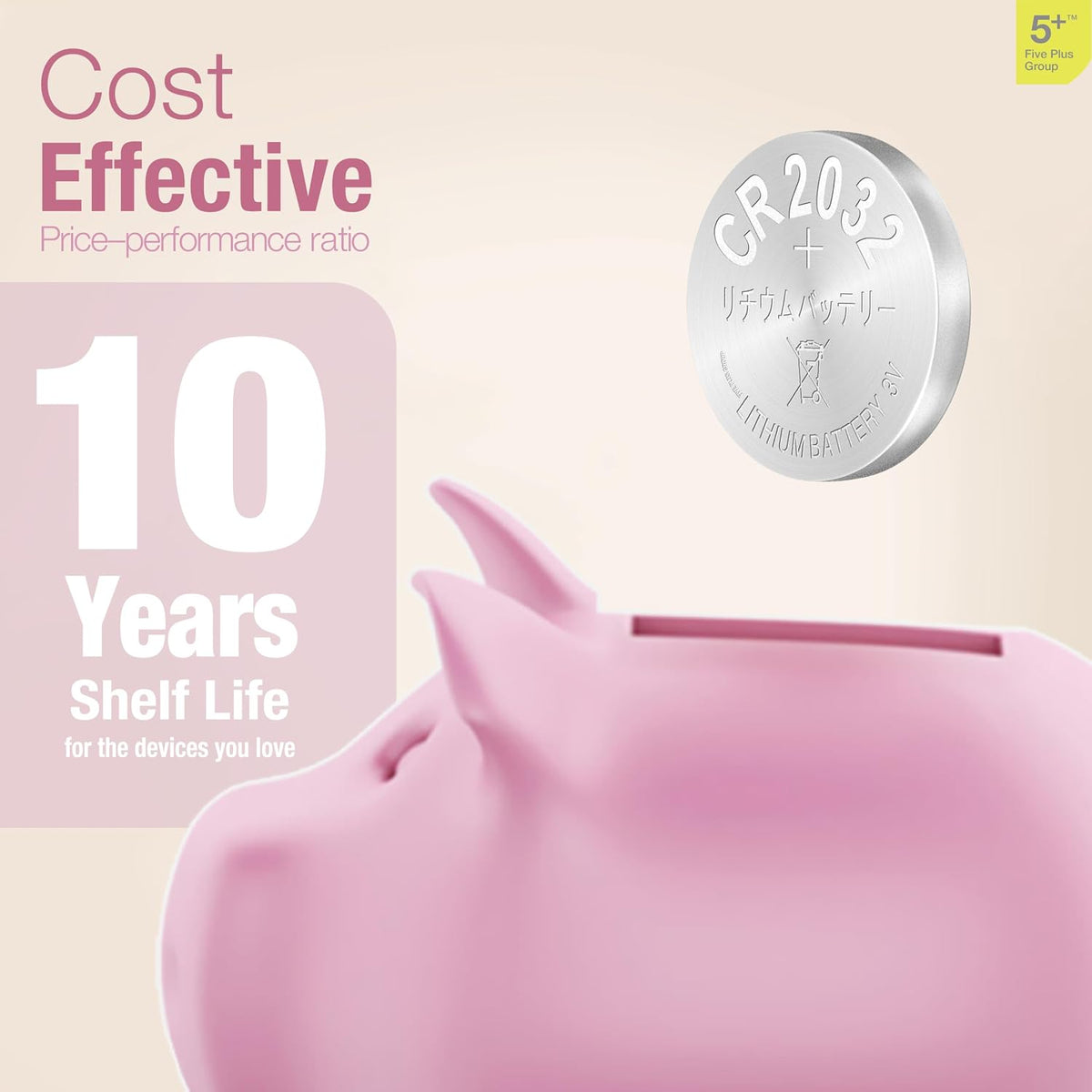 CR2032 DL2032 ECR2032 BR2032 3V Lithium Coin Cell Batteries (5 Pack) – Long Lasting Button Battery for Car Key Fobs, Watches & Small Electronics
