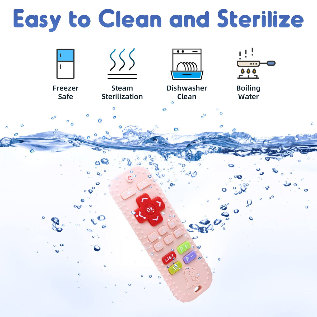 AiTuiTui Baby Teether for Teething Relief Baby Toys 0 3 6 9 12 Months, Sensory Silicone Remote Control Baby Teether Toy for Babies Newborn Infant Boy Girl Autism Toys for Baby Gifts