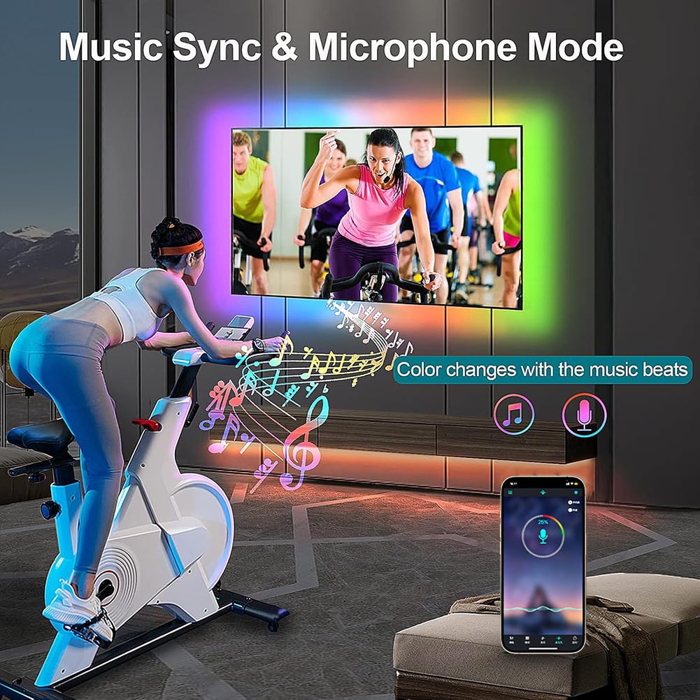 Led Strip Lights 1M/3.28ft, TV LED Backlight with Smart App Control Remote, 5050 RGB Music Sync Colour Changing, USB Smart LED Strip Light for TV,Computer, Monitor, Bedroom, Party and Home Decoration