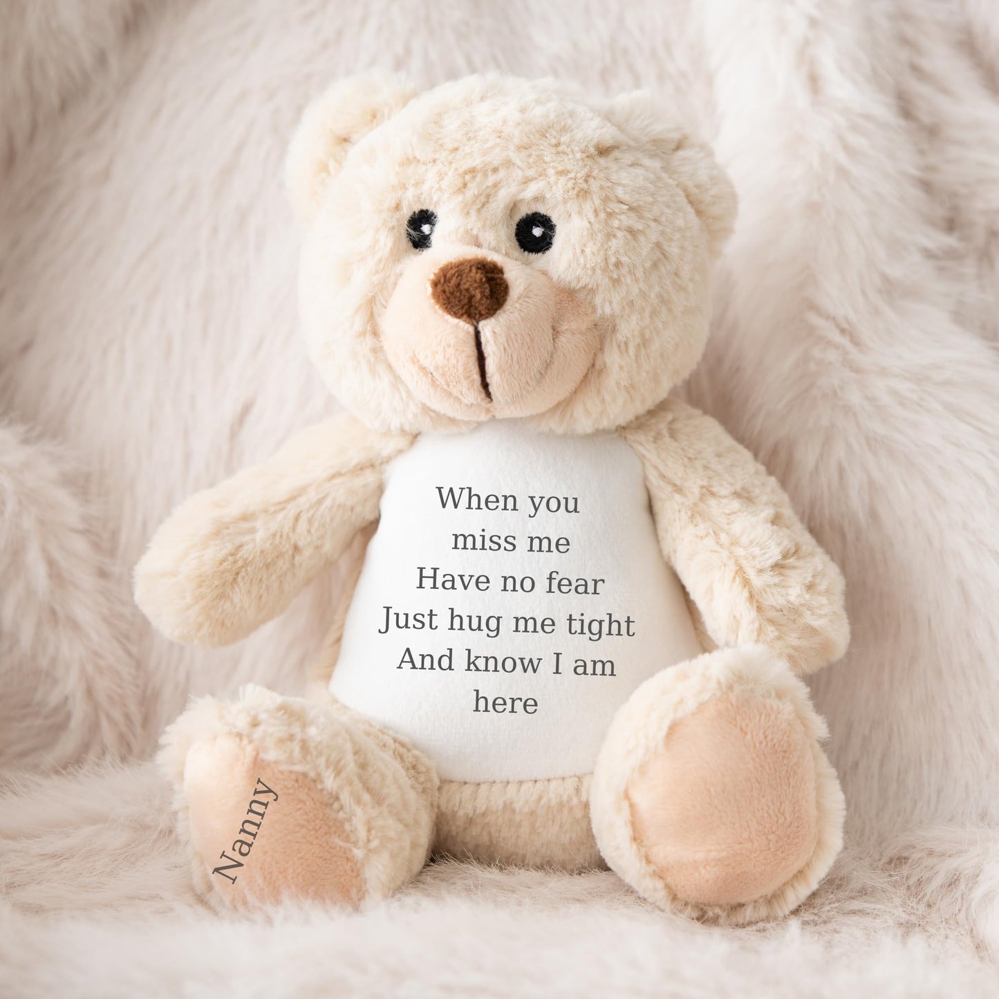 HotScamp Personalised Memorial Bear In Loving Memory When you Miss me - Cuddly Toy Soft Toy Comforter Grieving Special keepsake from a loved one - Brown Teddy