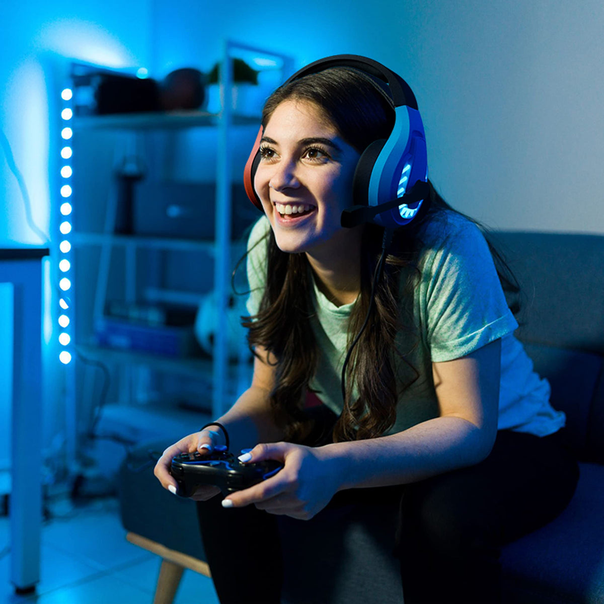 Orzly Gaming Headset for PC and Gaming Consoles compatible with PS5, PS4, XBOX SERIES X | S, XBOX ONE, Nintendo Switch & Steam Deck with noise cancelling mic - RXH-30 Siberia Edition