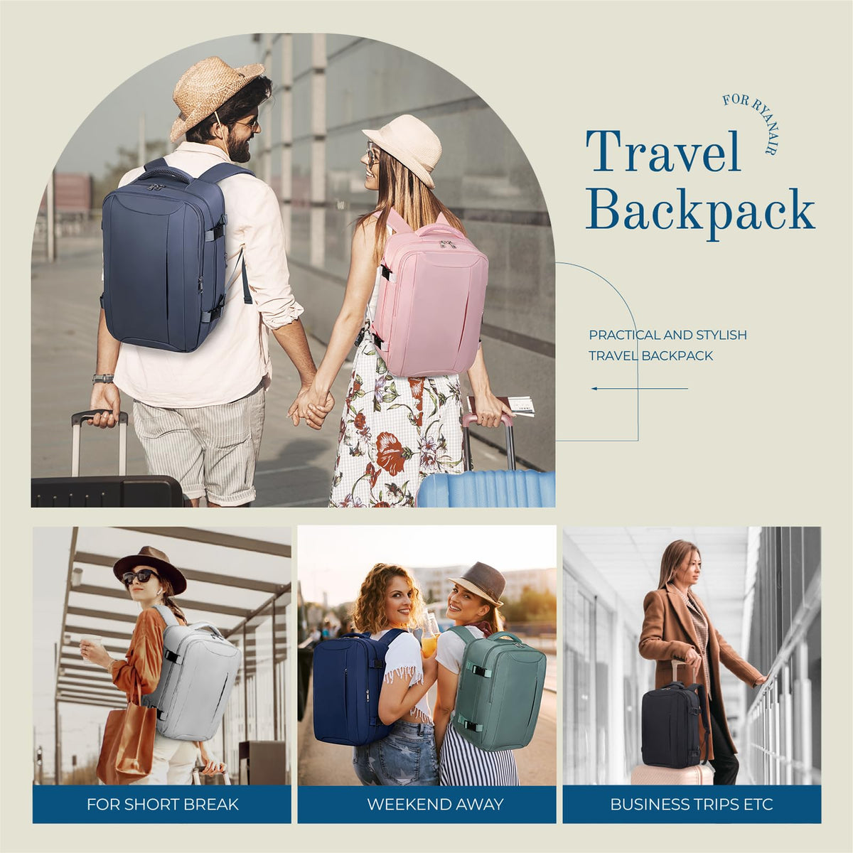 Lossga for Ryanair Cabin Bags 40x30x20,Cabin Bag Travel Backpack