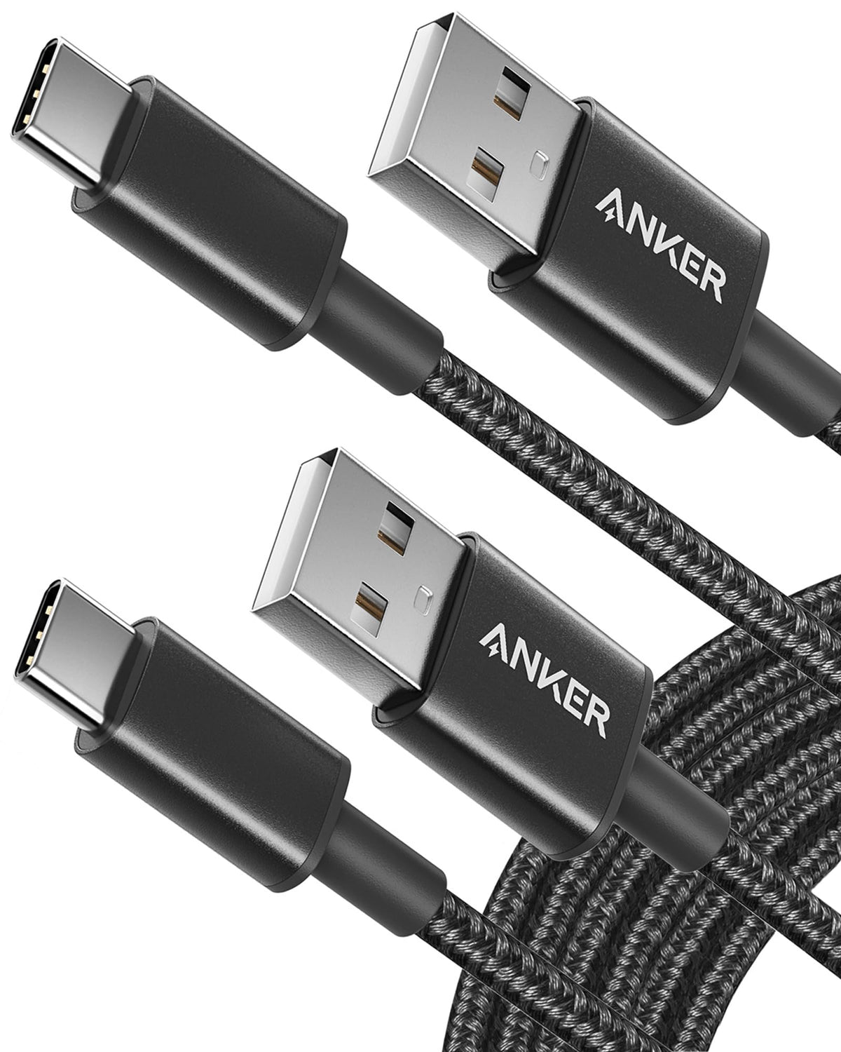 Anker USB C Charger Cable, 2-Pack 6 ft (1.8 m) USB to USB C Cable, USB A to USB C Braided Phone Charger Cable for iPhone 17/16/15, iPad Pro, Samsung Galaxy, and More(Black)