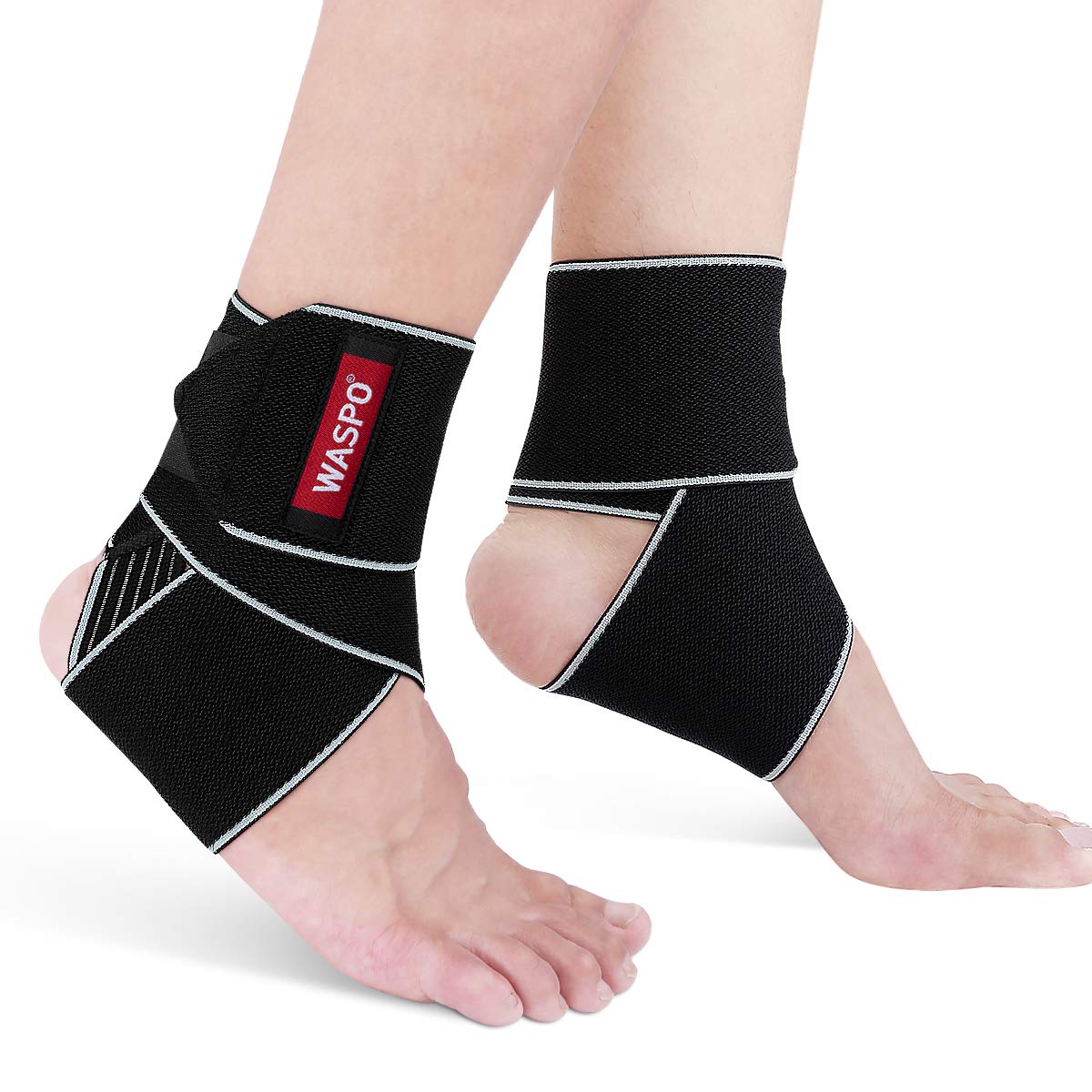 WASPO Ankle Support Brace - Adjustable Ankle Brace Wrap Strap for Sports Protect, Plantar Fasciitis, Achilles tendonitis, Ligament damage, Injury Recovery, One Size for Men Women 1 PC Blue