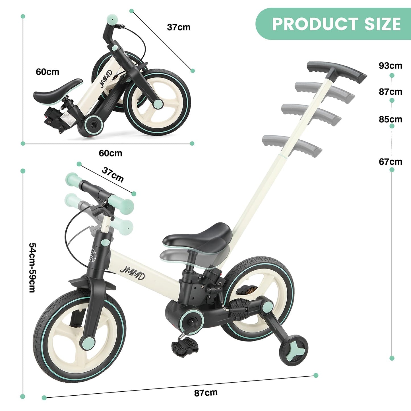 JMMD 6-in-1 Convertible Toddler Balance Bike to Pedal Bike — Ages 18 Months to 5 Years