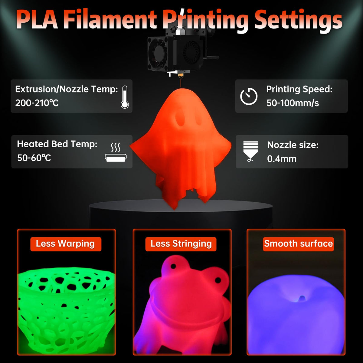 SUNLU PLA Filament 1.75mm Black PLA 1KG, Neatly Wound 3D Printer Filament