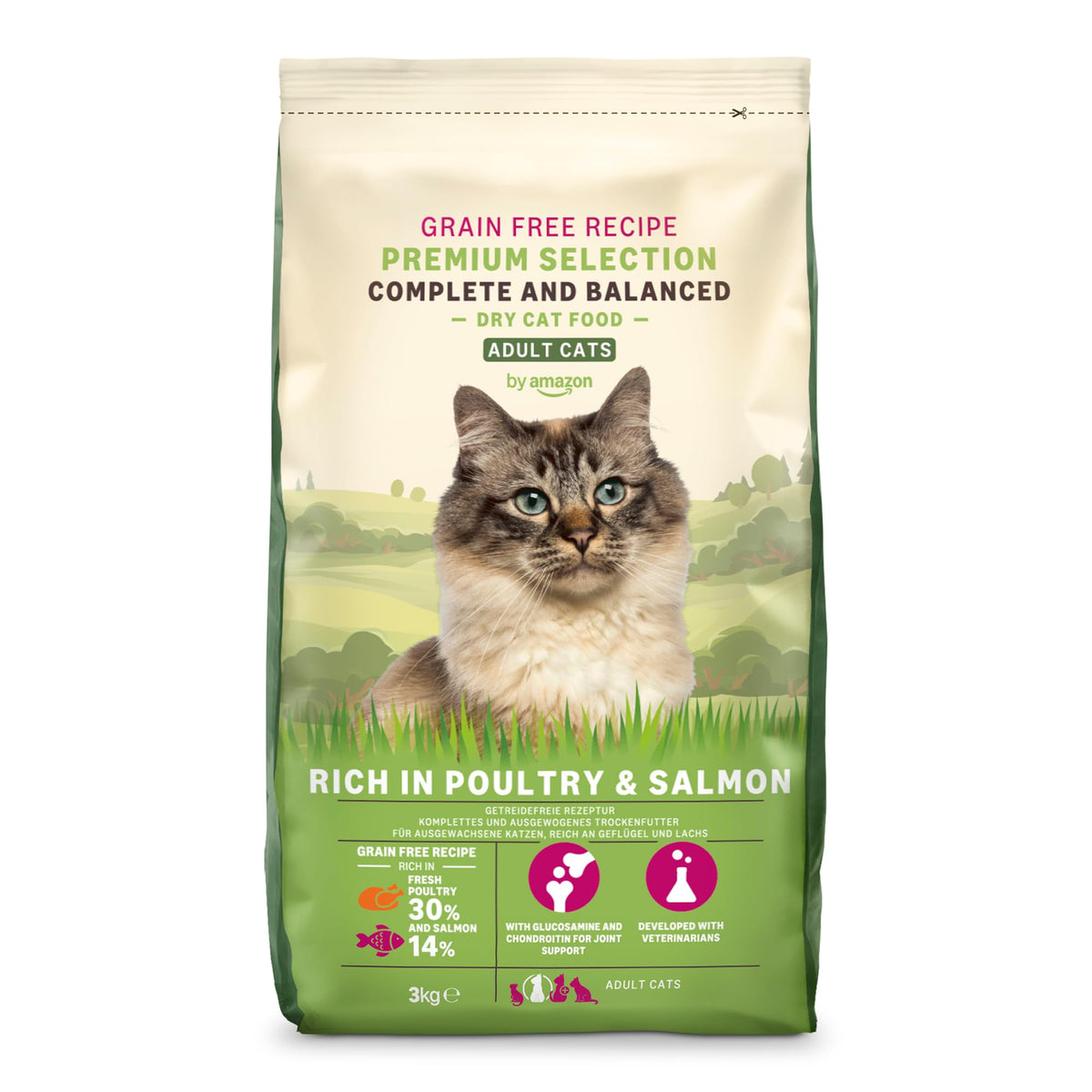 by Amazon Dry Cat Food for Adult Cats, Grainfree Recipe with Fresh Salmon, 1 Pack of 3kg (Previously a Lifelong brand, same product)