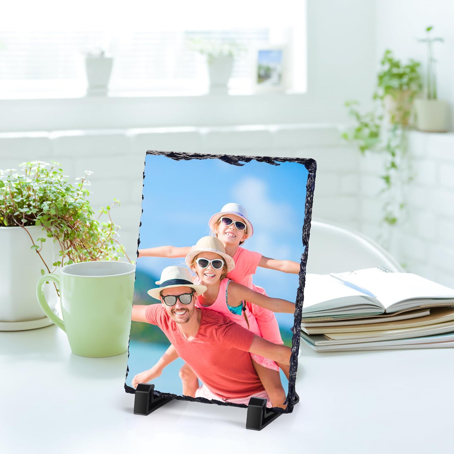 Personalised Memorial Plaque, Custom Rock Slate Frame with Photo Text, Customised Memorial Gifts for Loss of Loved One, Cemetery Decorations for Grave