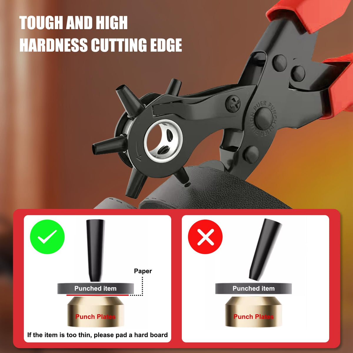 Diyife Belt Hole Puncher for Leather, 6 Sizes, Effortless Dual-Lever Design