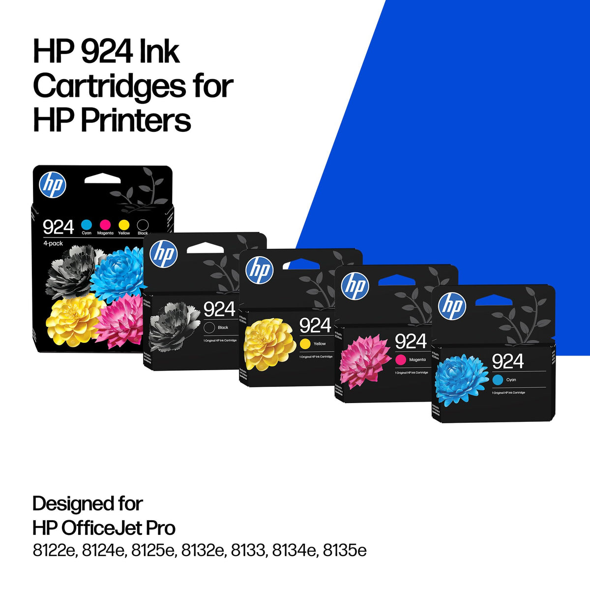HP 924 Black/Cyan/Magenta/Yellow Original Ink Cartridges 4-Pack