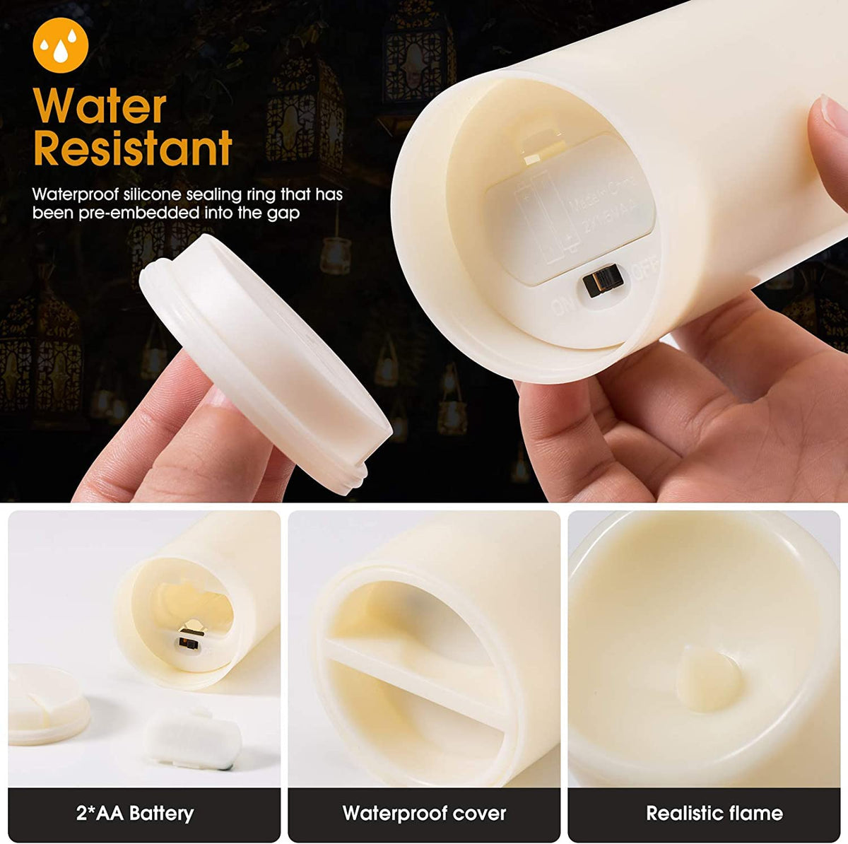 LIVEN Flickering Flameless Candles Battery Operated with Remote,Led Pillar Candles with Realistic Moving Wick Candles for Halloween,Christmas,Home Decor Pack of 12 (D2.2 xH 5" 6" 7")(White)