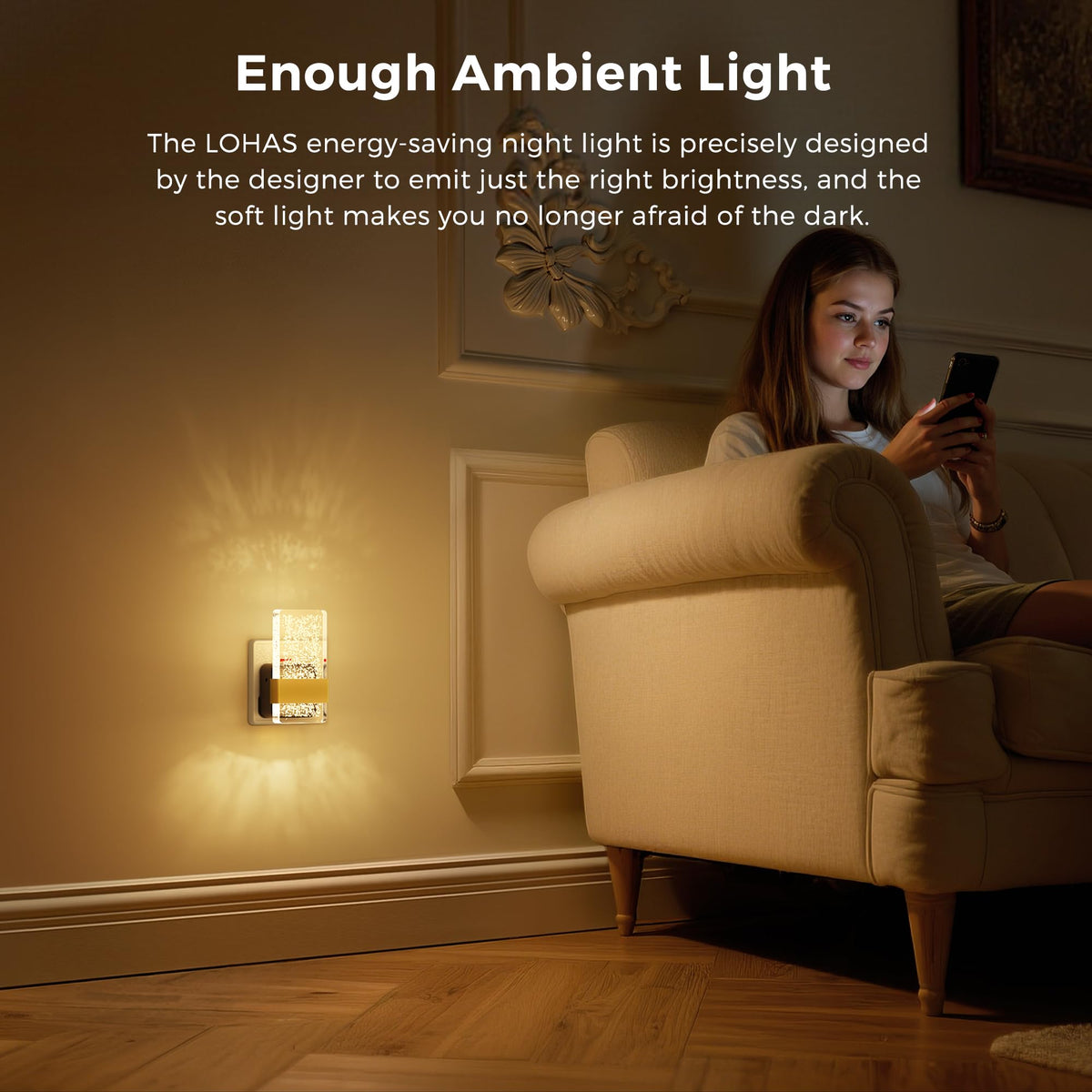 LOHAS-LED Night Light Plug in Wall with Motion Sensor, Dimmable Night Light