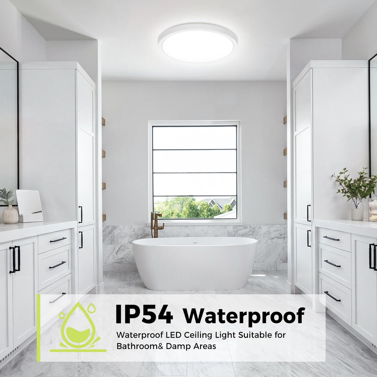 hepside 2 Pack Bathroom Ceiling Light 30cm, 3000K/3500K/4000K/5000K/6500K 5CCT LED Ceiling Lights, 24W, Modern, Waterproof, Round Flush Mount for Bathroom, Kitchen, Bedroom, Hallway