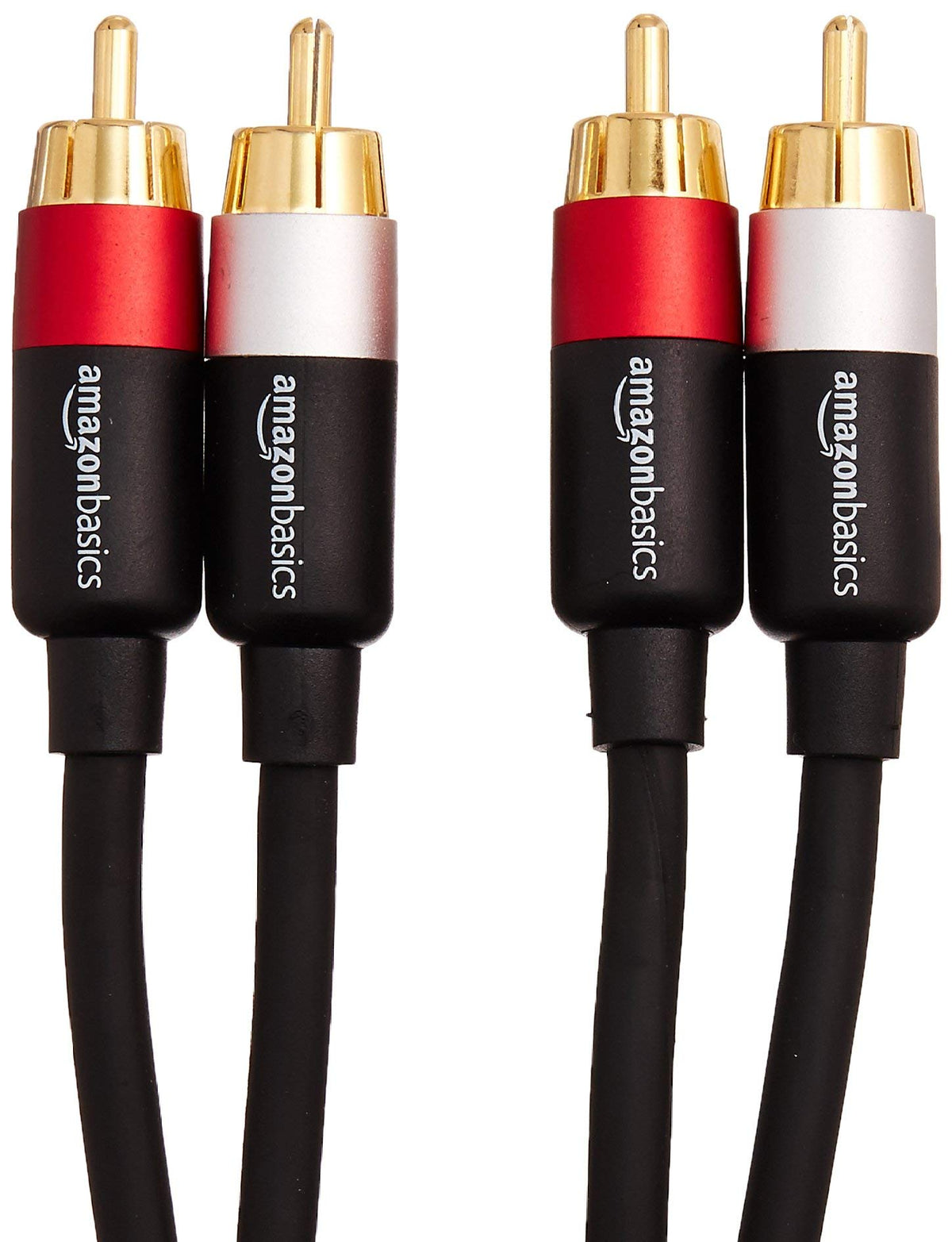 Amazon Basics 2 RCA Audio Cable for Amplifier,Active Speakers or Subwoofer with Gold-Plated Plugs, 4.6 m, Black