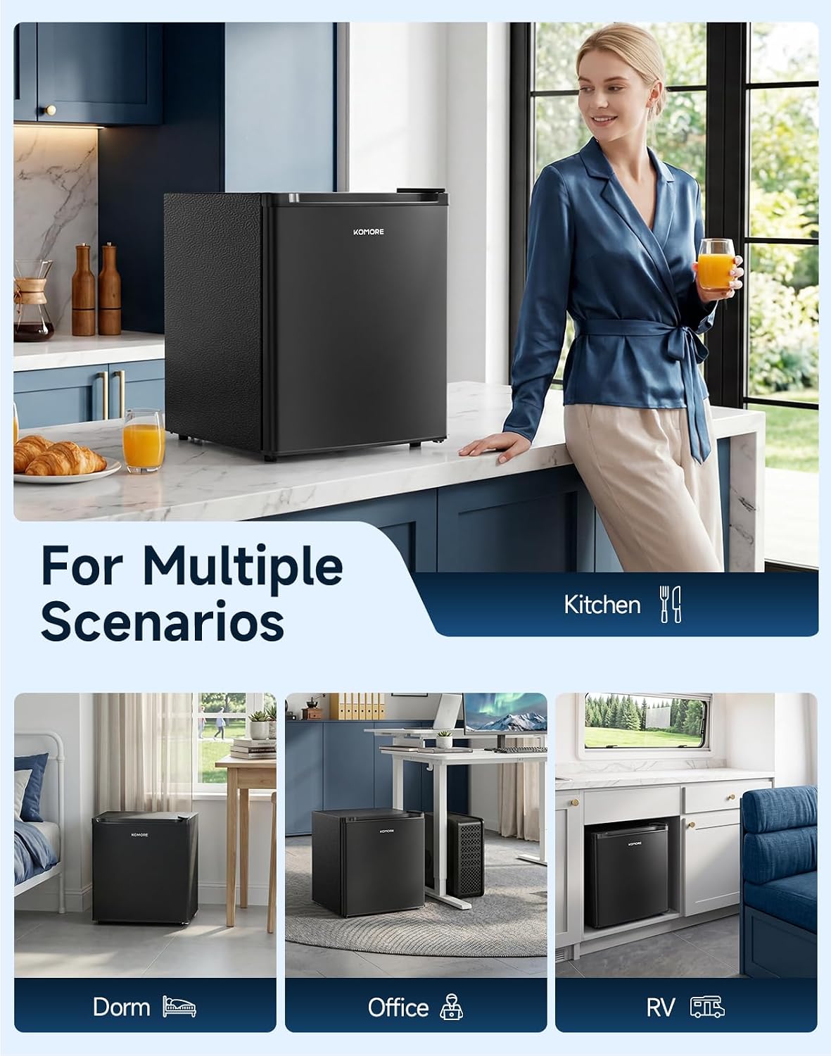 Table Top Fridge, 40L Mini Fridge With Chiller Box, Black
