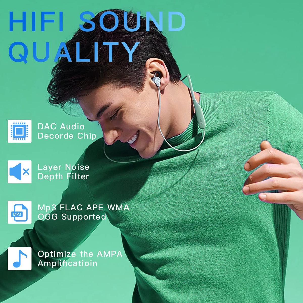 64GB MP3 Player with Bluetooth 5.2, AiMoonsa Music Player with Built-in HD Speaker, FM Radio, Voice Recorder, HiFi Sound, E-Book Function, Earphones Included