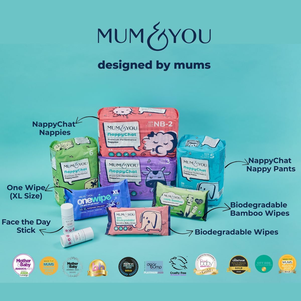 Mum & You Baby Wipes - Biodegradable Wet Wipes | 99.4% Water | Ideal for Sensitive Newborn Skin | 336 Newborn Wipes Bulk, Bum Wipes, Wet Tissue, Plastic free Wet wipes, (56 wipes x 6 packs)