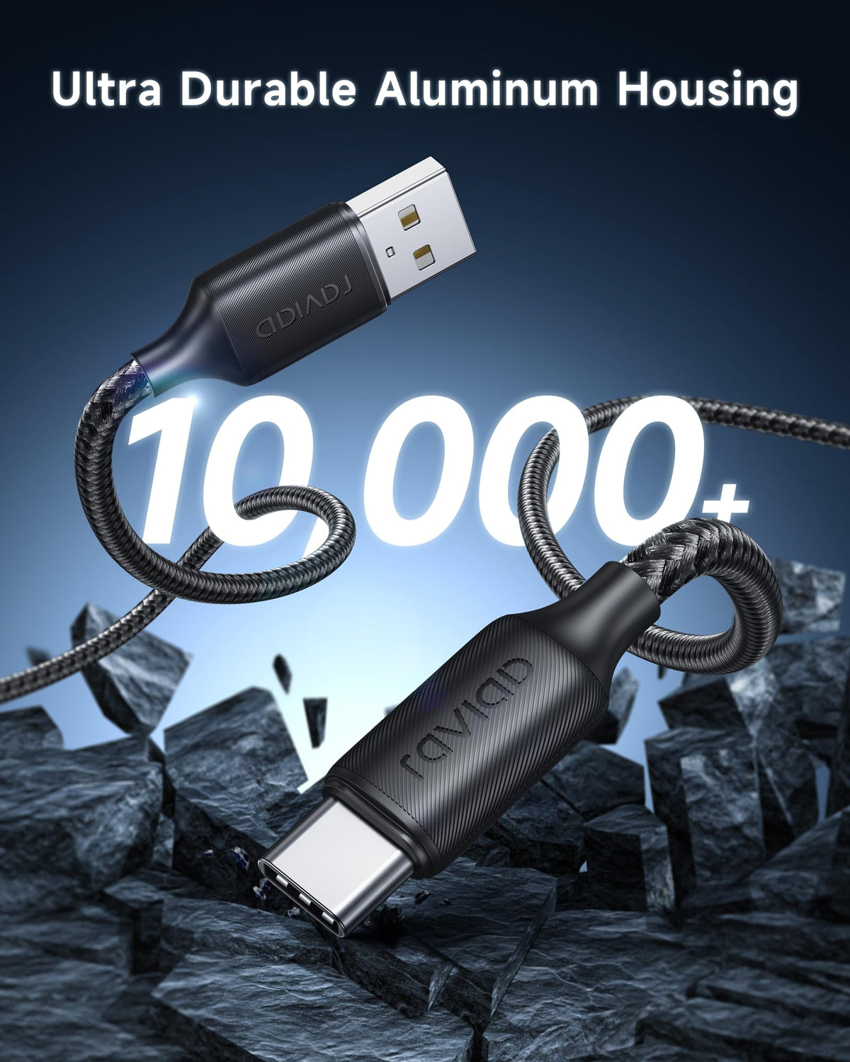 RAVIAD USB C Charger Cable 3M Long Type C Cable Fast Charging 3.1A Braided