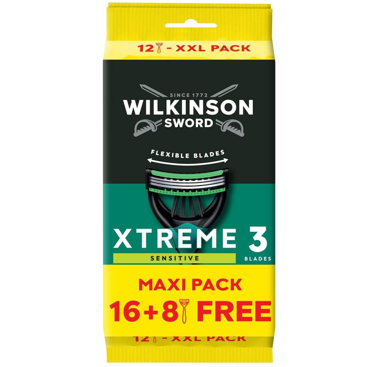Wilkinson Sword Xtreme 3 Sensitive Men's Disposable Razors, 8 Pack