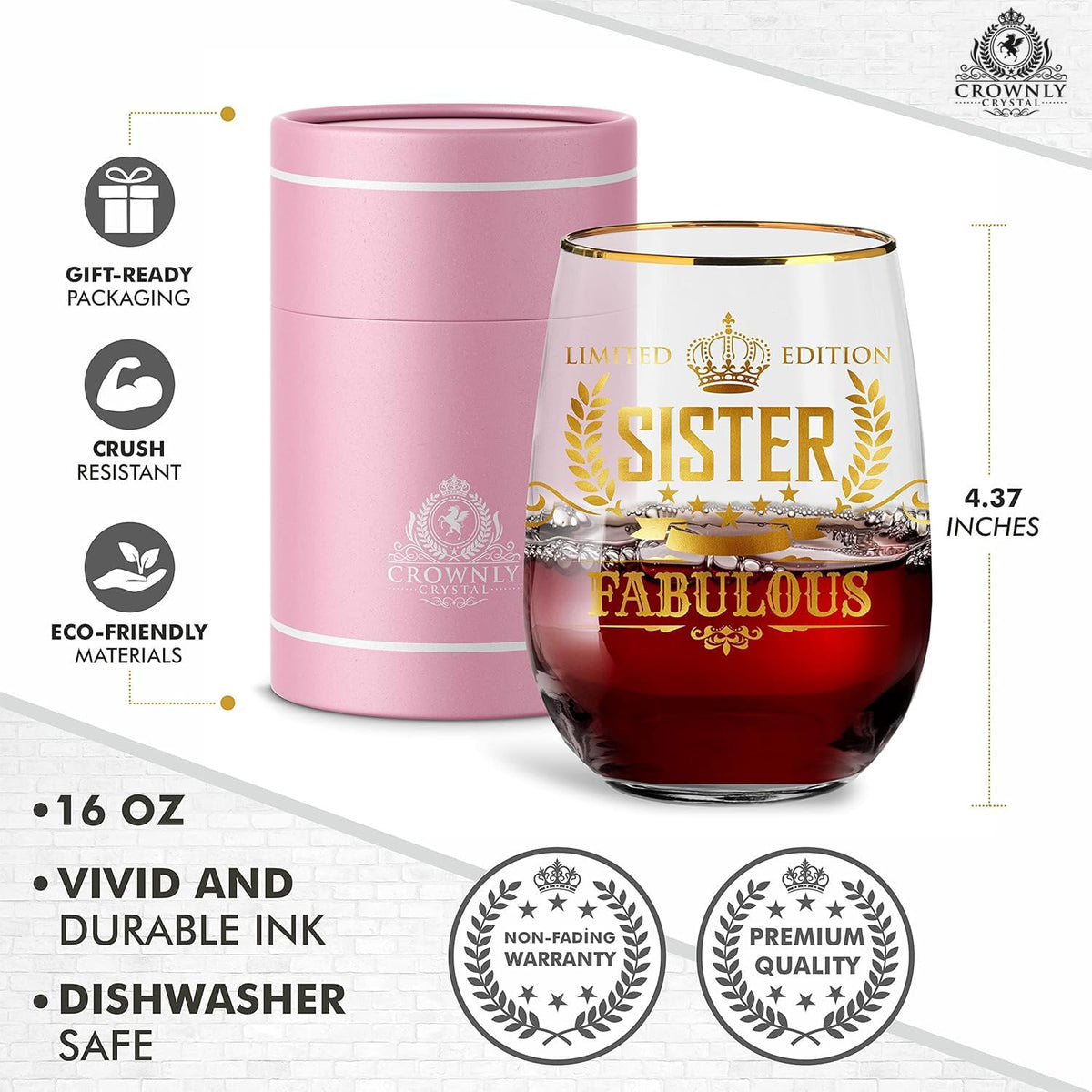 CROWNLY CRYSTAL® Gifts for Mum Personalised Glass Birthday Gift Mothers Day Presents from Daughter or Son Gifts for Mummy Popular Gift for Her