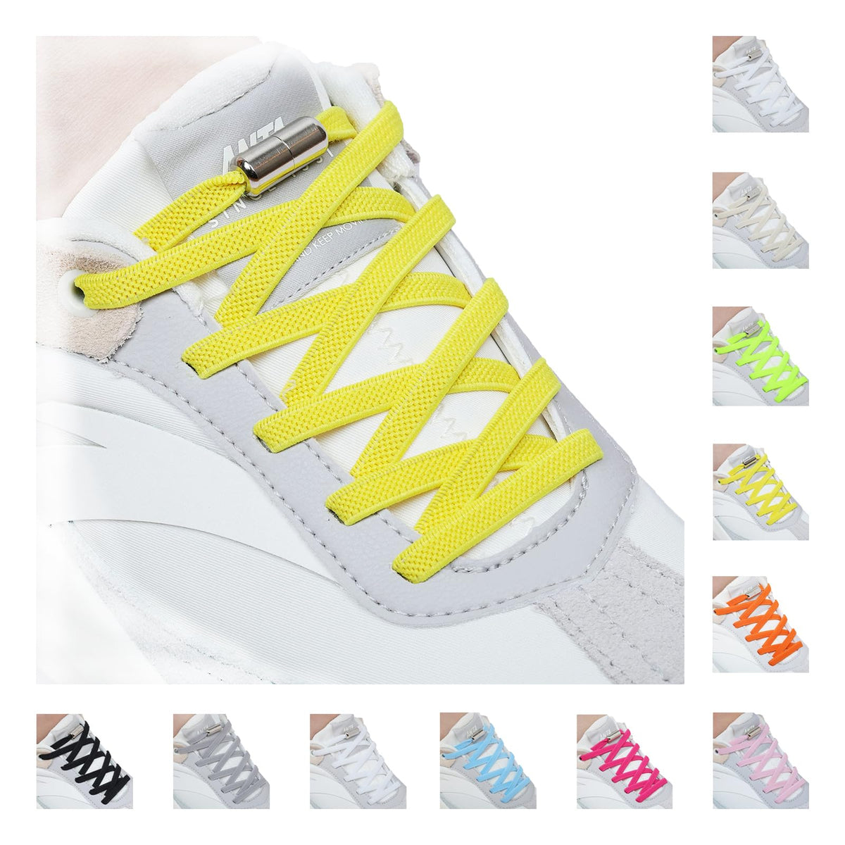 Handshop 2 Pairs Elastic Laces, No Tie Shoelaces for Trainers