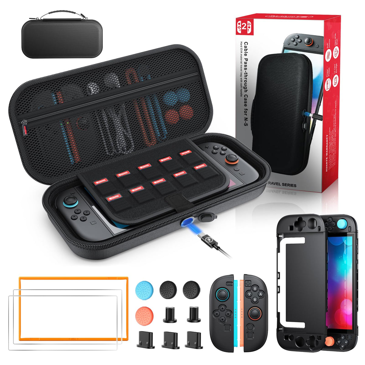 Case for Nintendo Switch 2, Travel Case with Charging Hole and 10 Game Card