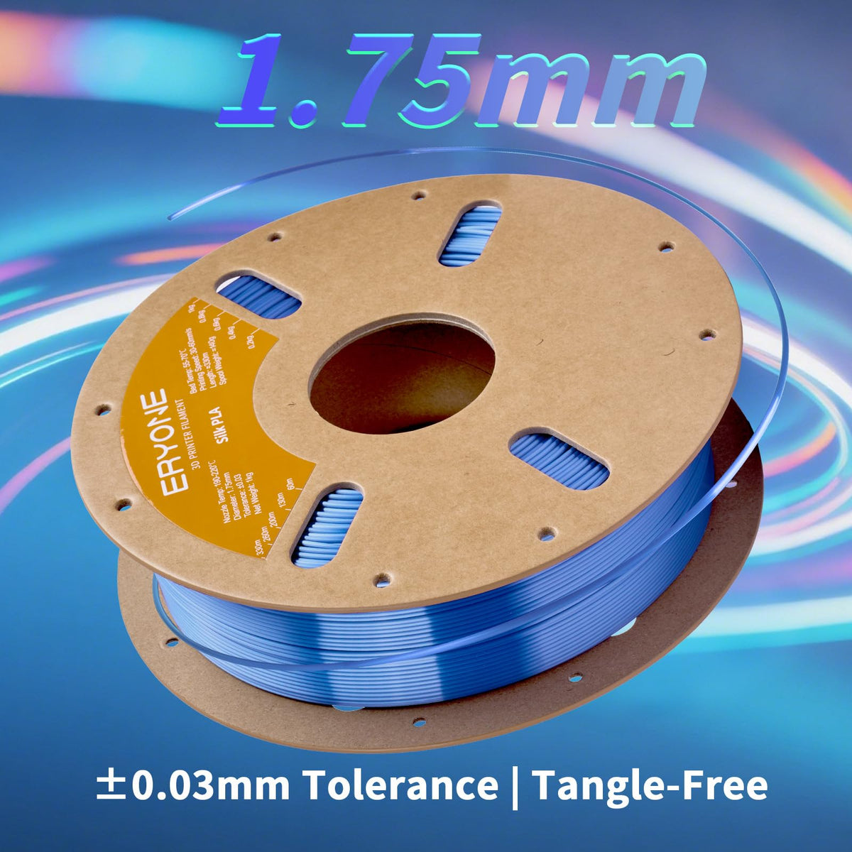 ERYONE Silk PLA Filament 1.75mm,3D Printer Filament PLA,Shiny Glossy PLA Filament,+/-0.03mm,1kg(2.2lbs)/Spool,Silk Liquid Gold