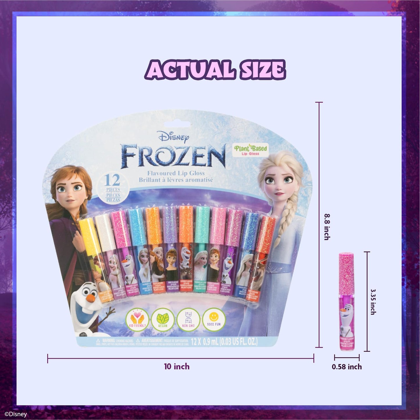 Disney Princess 12 Piece Plant Based Lip Gloss, Girls Party Favours, First Makeup Set for Girl, Perfect for Parties, Sleepovers and Birthday Gifts, Ages 3+, by Townley Girl
