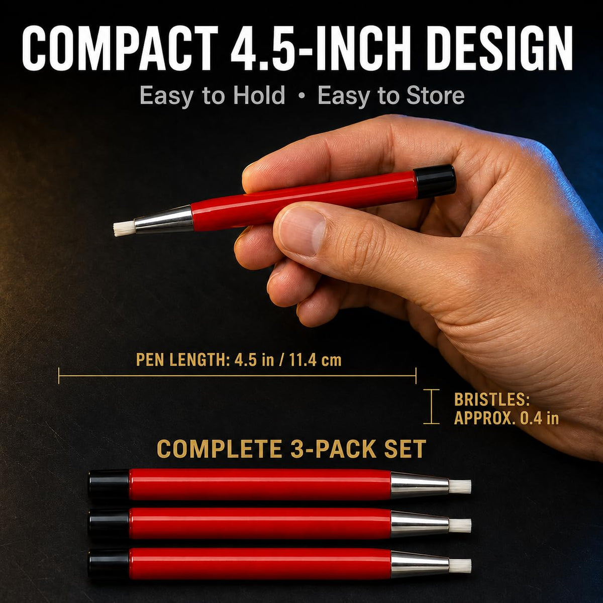 Fiberglass Scratch Brush Pens 3 Pack for Jewelry, Watch & Coin Cleaning