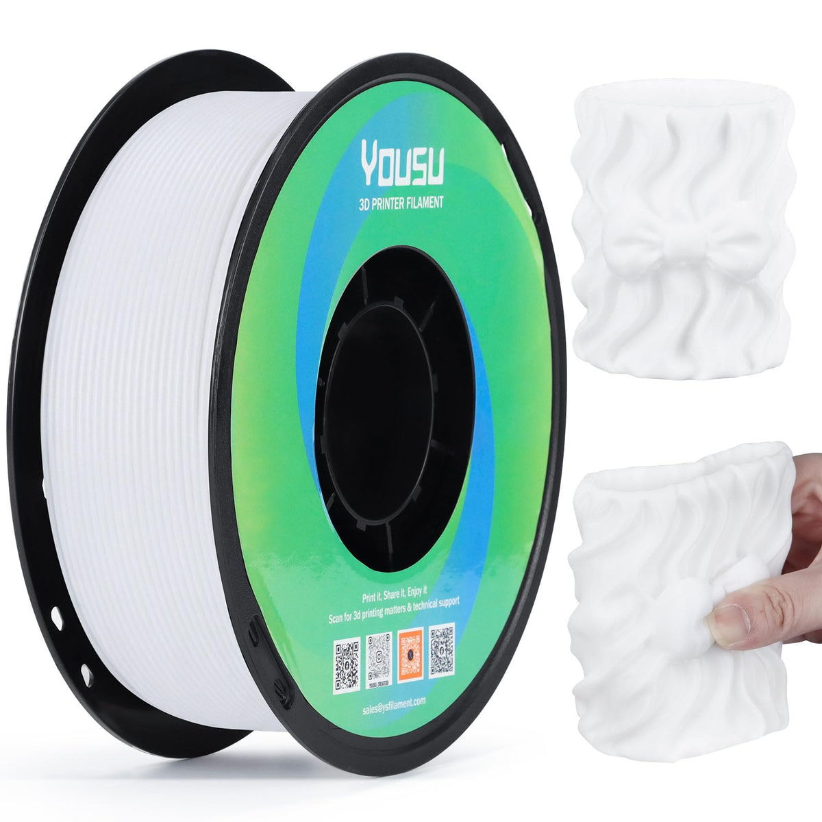 YOUSU 3D Printer Filament Bundle,Glow in The Dark Filament Multicolor,PLA Filament 1.75 mm,Green, Blue,Purple and Rainbow Accuracy +/- 0.03 mm,250g X 4 Pack