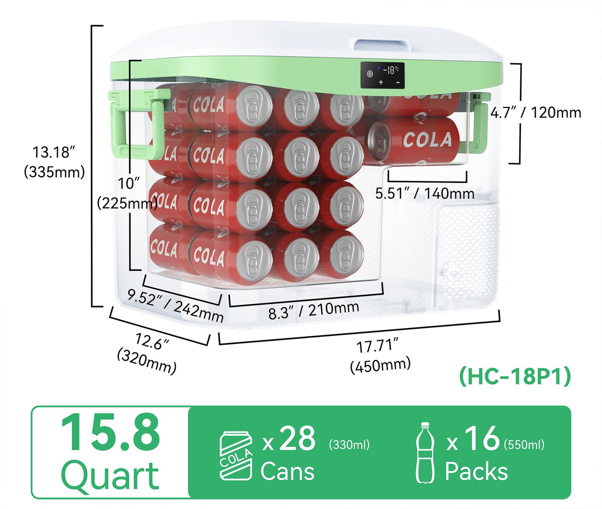 BINGI 12.8L Car Fridge Freezer Portable Compressor Cooler, 12V/24V DC & 100-240V AC Mini Refrigerator for Camping, RV, Truck, Boat, Travel, Picnic, Home Use (-18℃ to 15℃)