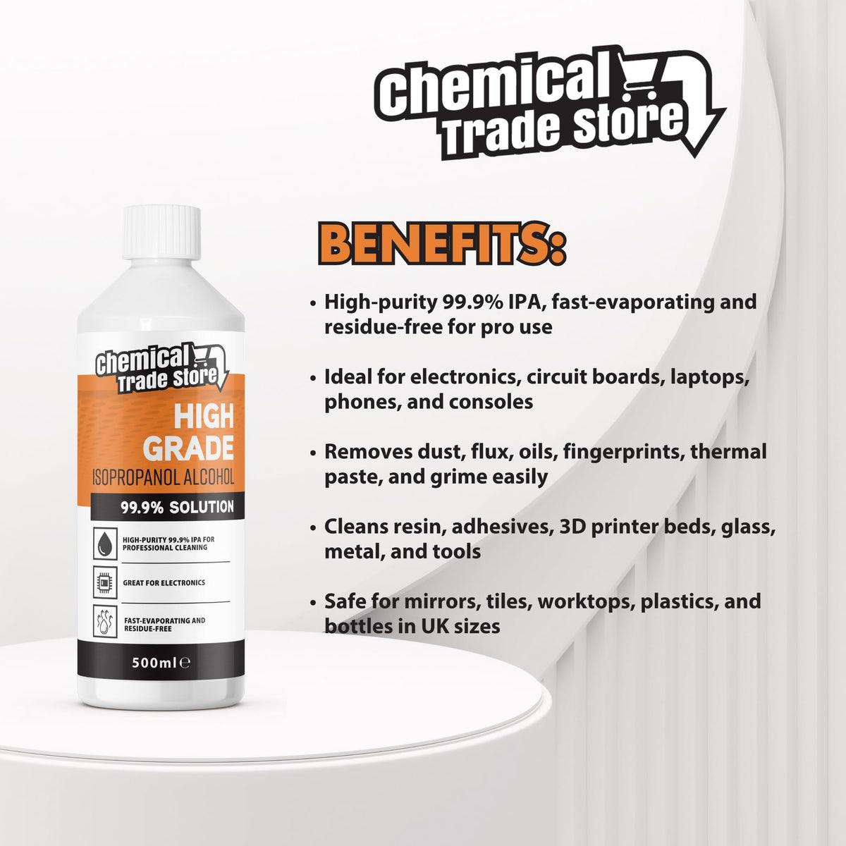 Isopropanol Alcohol 99.9%, 1 Litre - High-Purity Isopropyl Alcohol IPA, Solvent & Cleaner For Electronics, PC & Phone Cleaning, Ink Removal, Surface Prep, Lab & Industrial Use