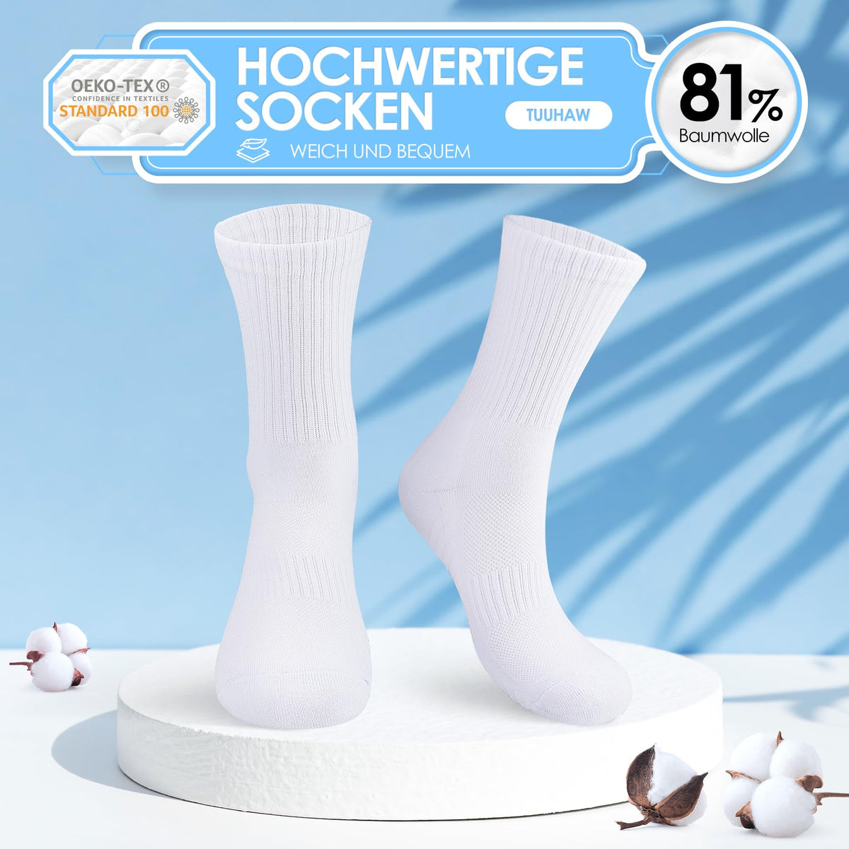 6/12 Pairs Cushioned Sports Socks for Men Women Cotton Crew Socks