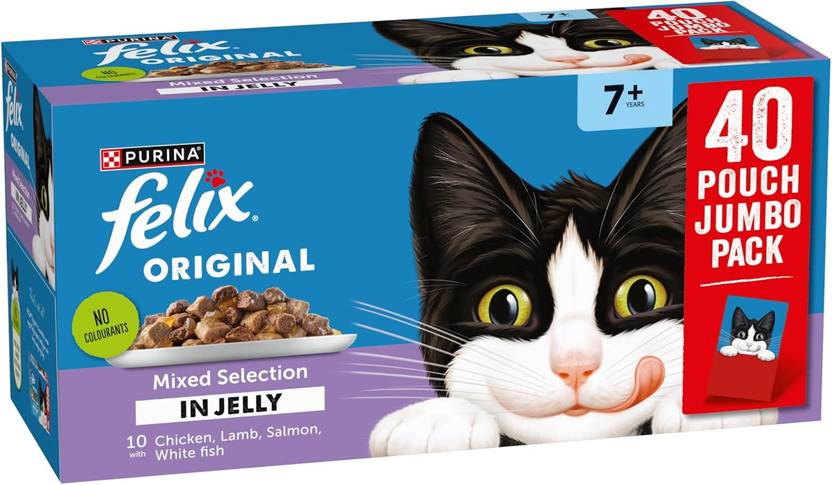 FELIX Original Senior 7+ Mixed Selection in Jelly Wet Cat Food 40x85g
