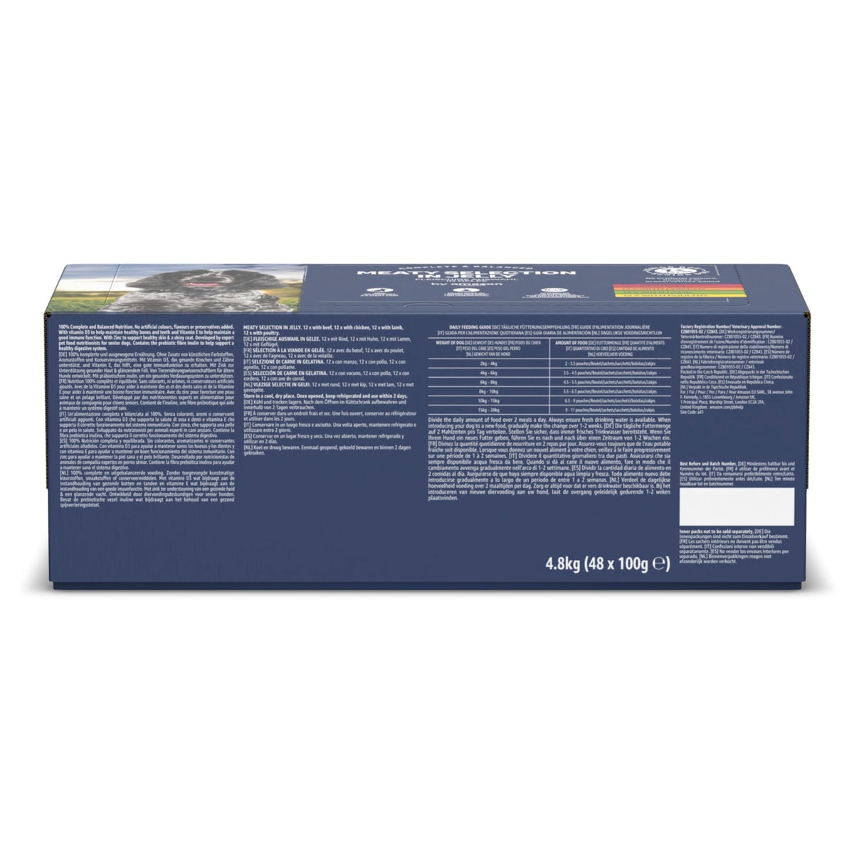 by Amazon Complete Wet Food for Adult Dogs, Meat Selection in Gravy, 4.8 kg (48 pouches of 100g)
