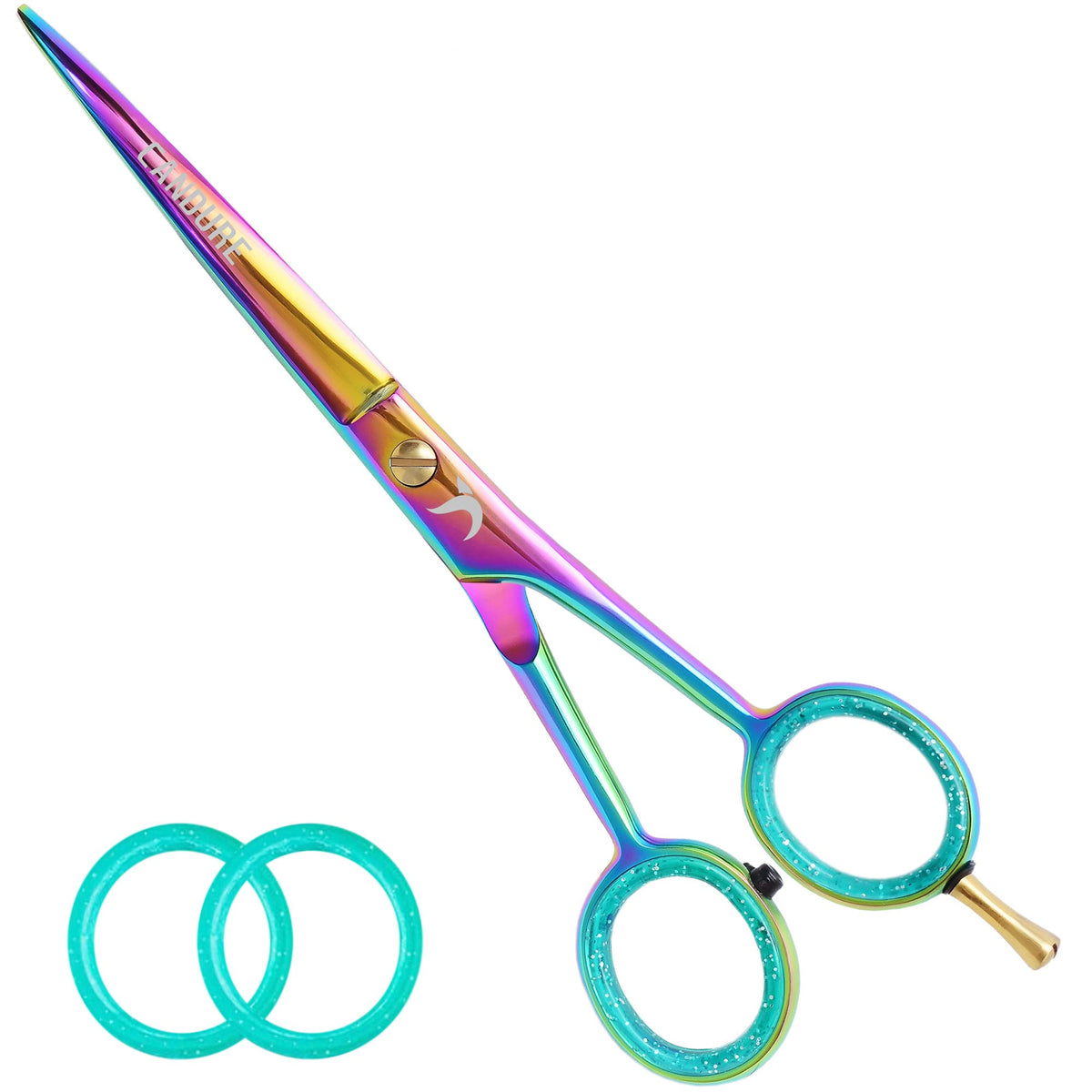 Candure Hairdressing Scissor with Comb & Leather Pouch 6.5" - Hair Scissor for Professional Hairdressers, Barbers Stainless Steel Hair Cutting Shears for Salon, Men, Women, Children and Adults Black