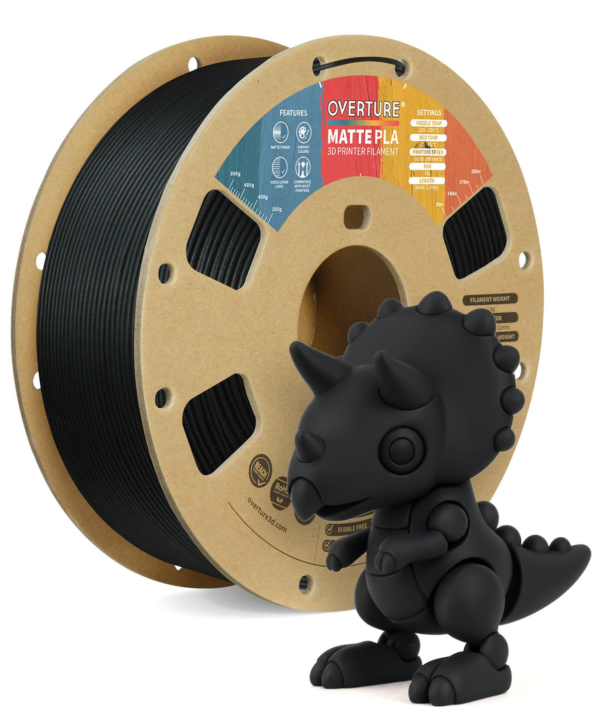 OVERTURE Matte PLA 3D Printer Filament 1.75mm, 1kg Light Brown