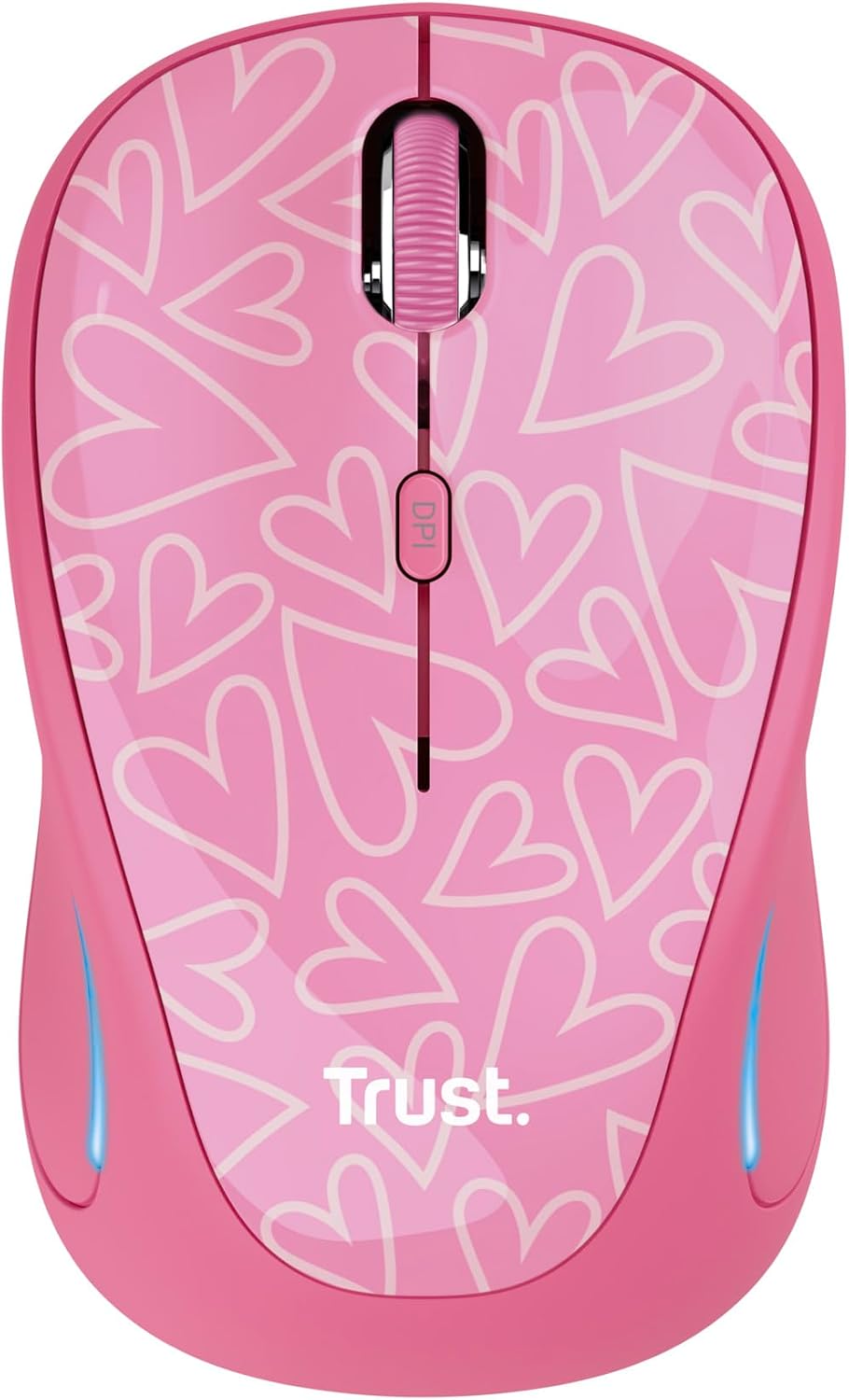 Trust Yvi FX Wireless Mouse with LED Illumination, USB Micro Receiver, RF 2.4 GHz, 800/1600 DPI, Ambidextrous, 8 m Range, Computer Mouse for Laptop, PC and Mac - Pink