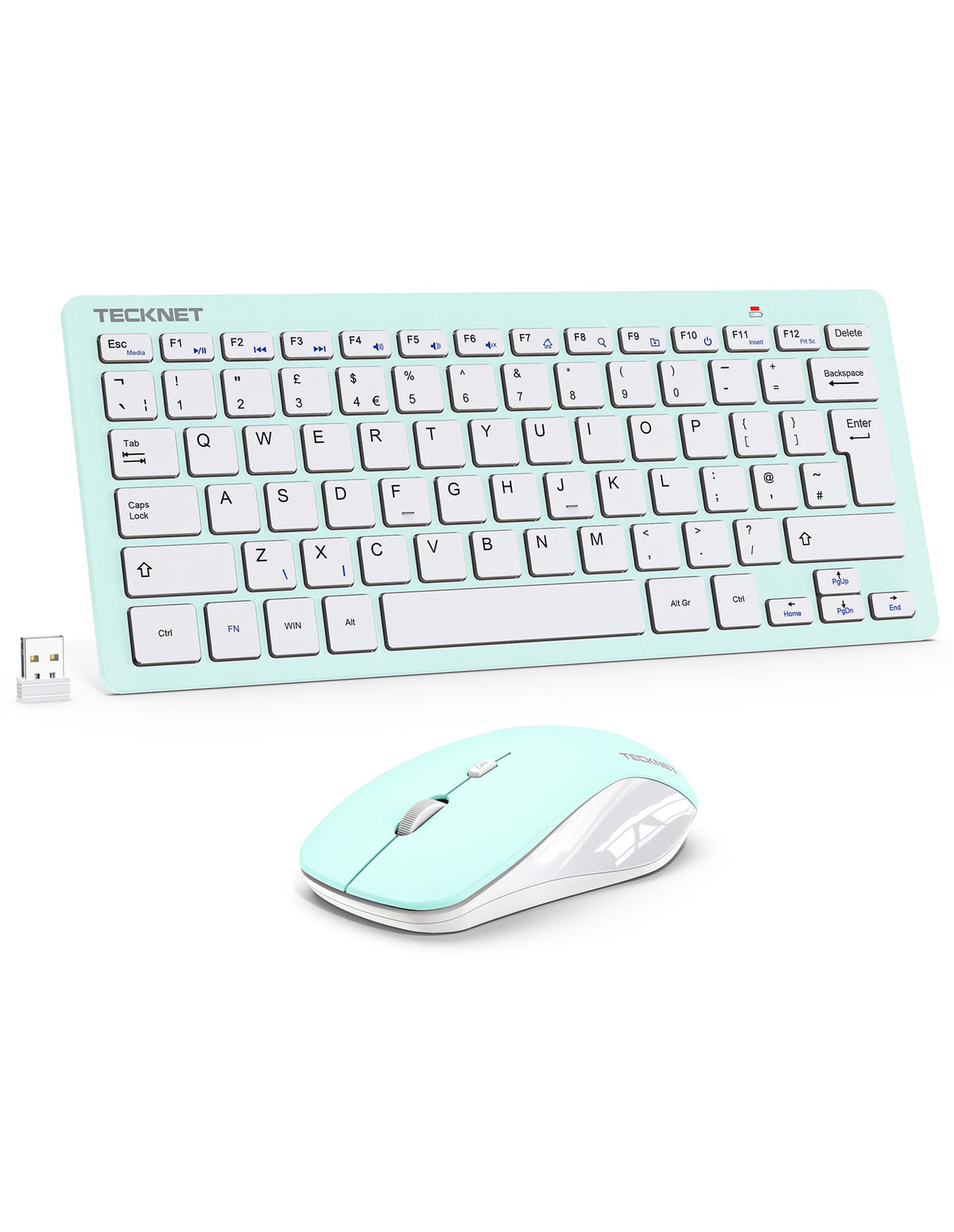 TECKNET Mini Wireless Keyboard and Mouse Set, 2.4G Cordless USB, Black