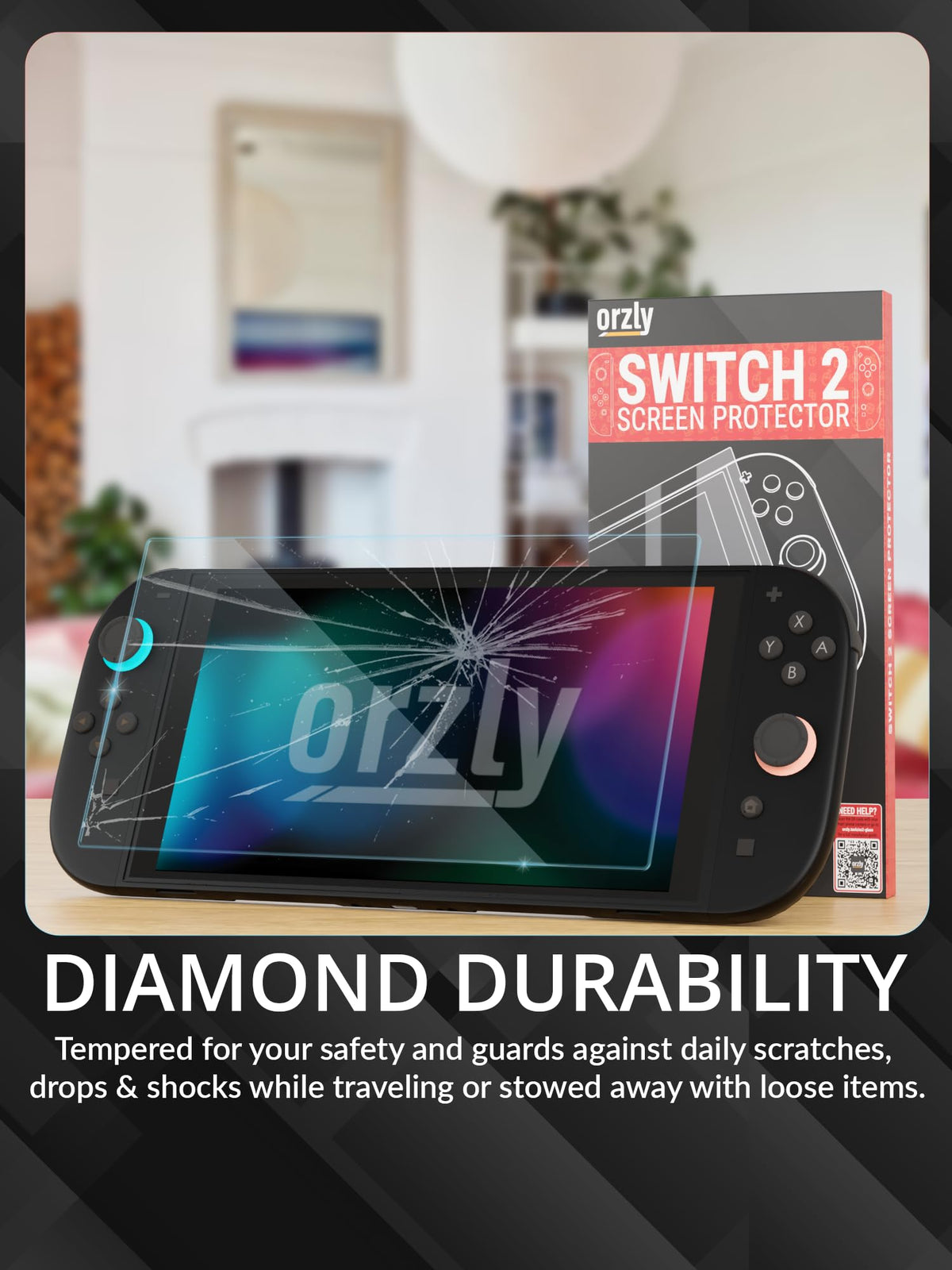 Orzly Glass Screen Protector for Nintendo Switch OLED 2024 Console Accessories (Pack of 4) - Tempered Glass Life time Edition
