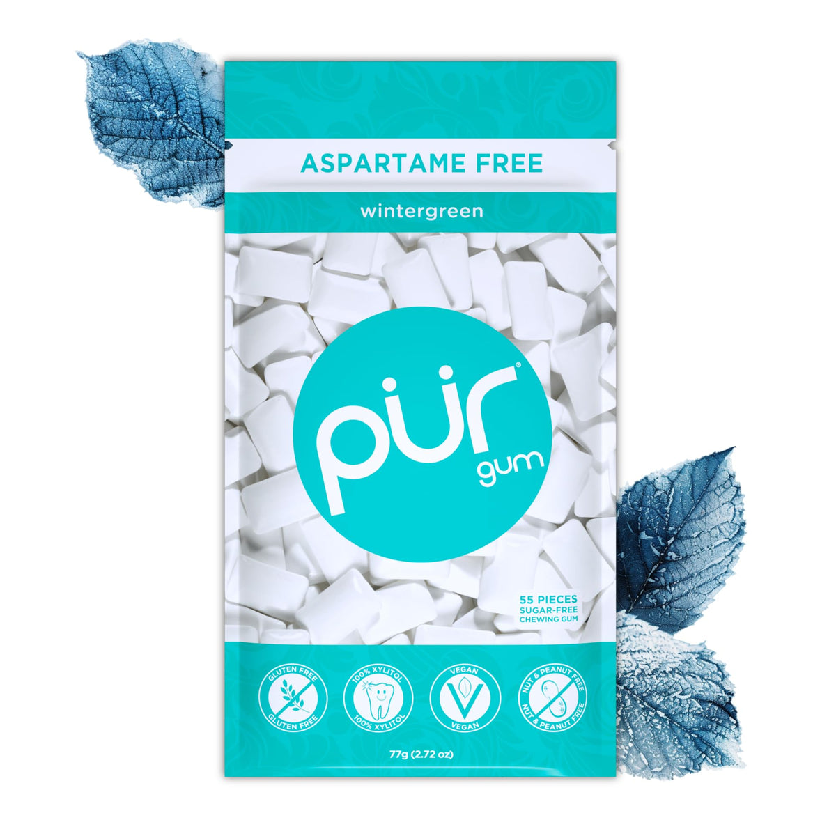 PUR Gum, Spearmint, Xylitol Gum, No Artificial flavour, 55 Count