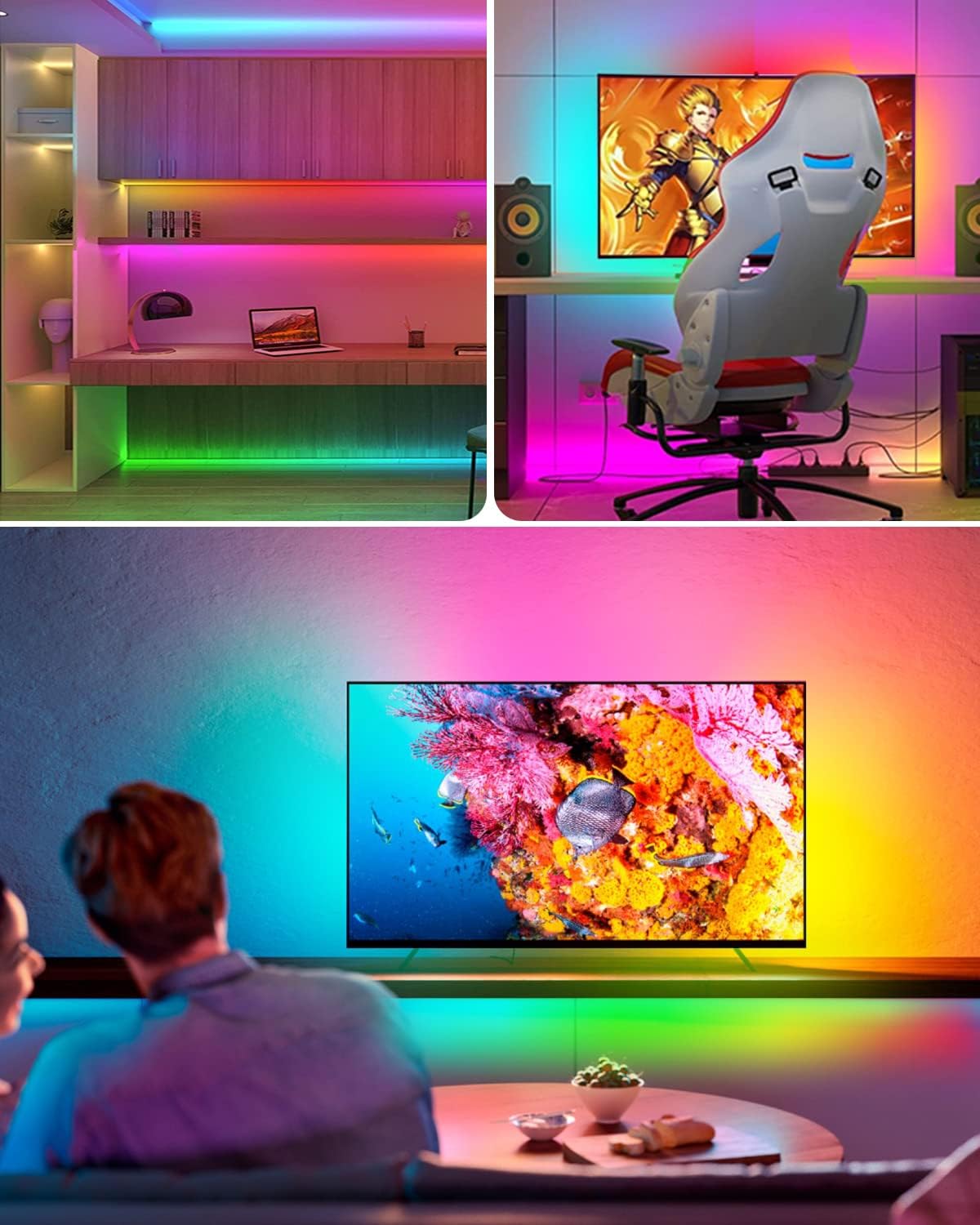 Daymeet TV Led Lights, 4M TV Led Backlight for Lights USB Powered RGBIC Light Strip for 55-75 inch Monitor Behind Lighting with Remote Music Sync Bluetooth APP Control
