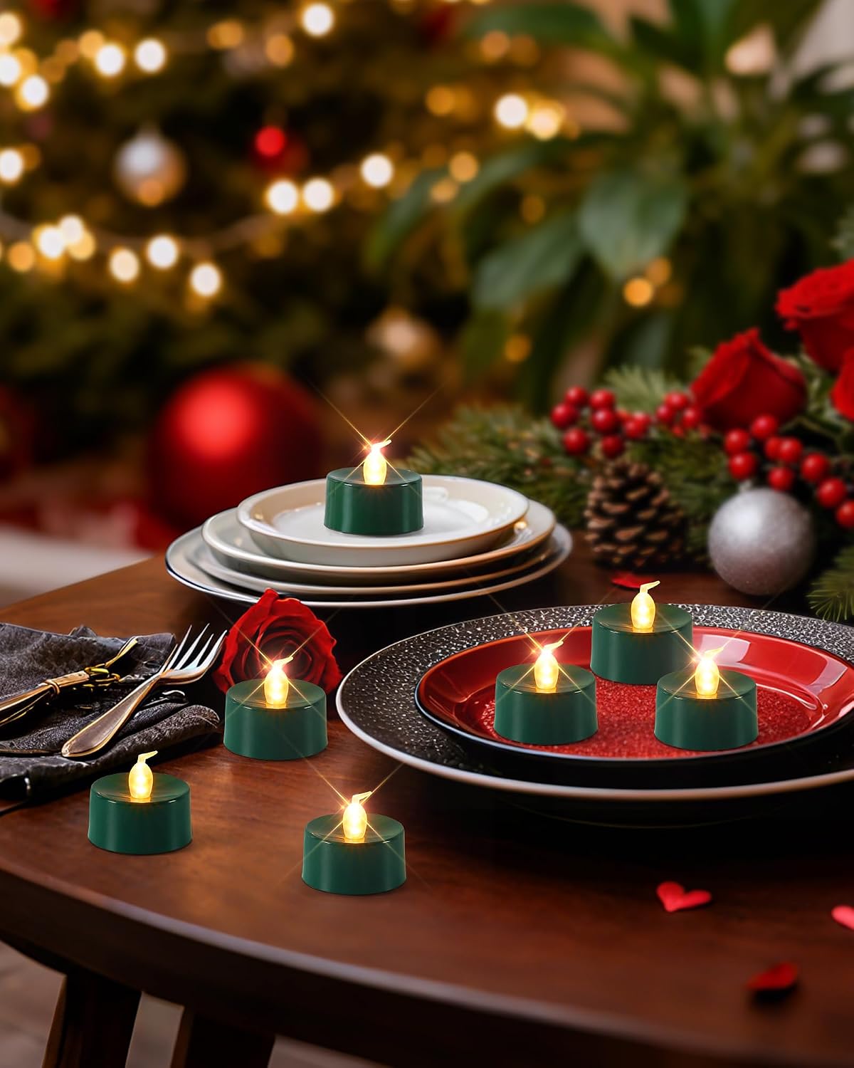 Homemory Led Battery Operated Tea Lights, Fake Electric Flickering Candles