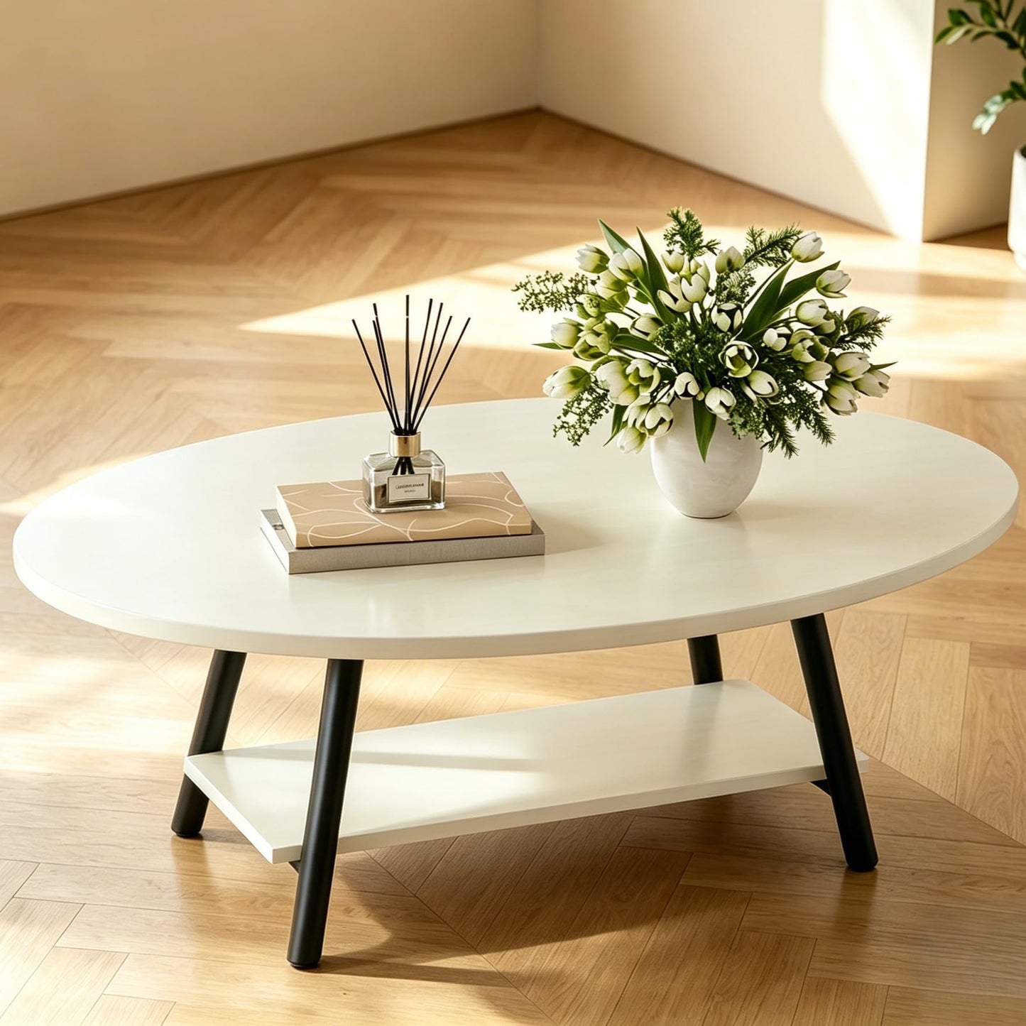 Hawthyhome Coffee Tables, Round Nesting Tables Tet of 2, Modern Side Tables with Metal Frame, Industrial Stacking End Tables for Living Room Bedroom Office, 60 * 60 * 45cm, Brown