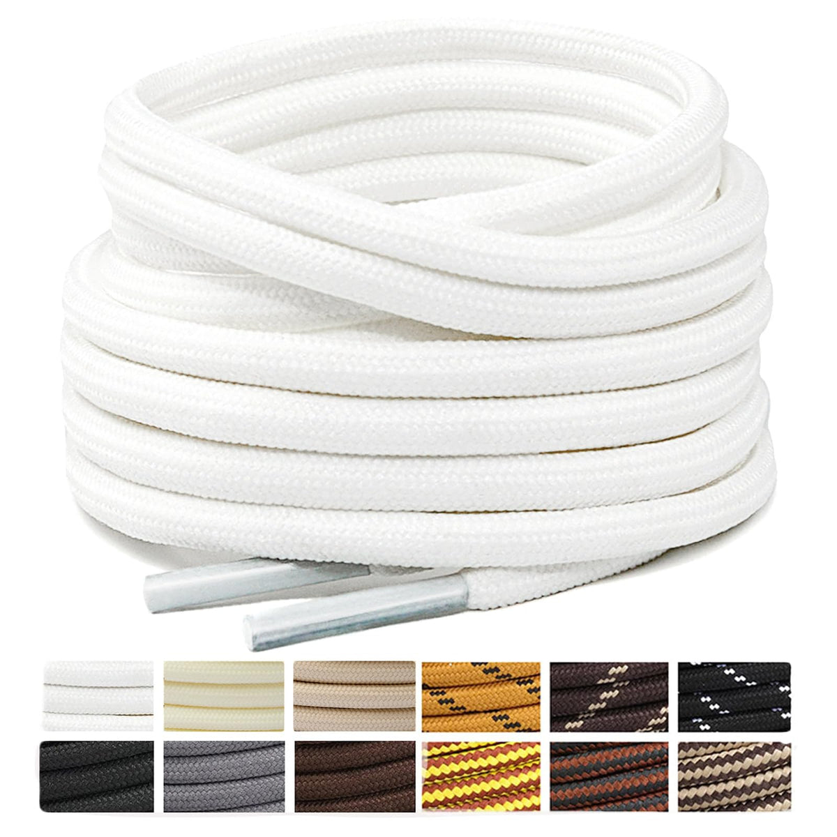 Stepace 2 Pairs Round Heavy Duty Boot Laces for Hiking and Work Boots