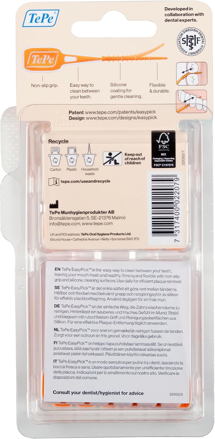 TePe EasyPick Toothpicks, Orange, ISO XS-S, 60pcs