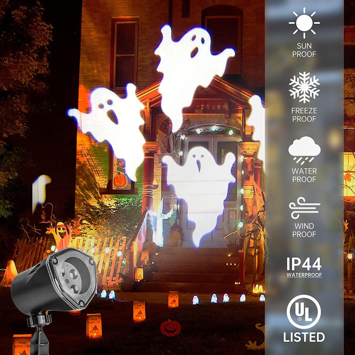 EAMBRITE Ghost Projector Halloween Projector Lights Outdoor Decorations Mains Powered Waterproof for Window Patio Garden and Haunted House Decor