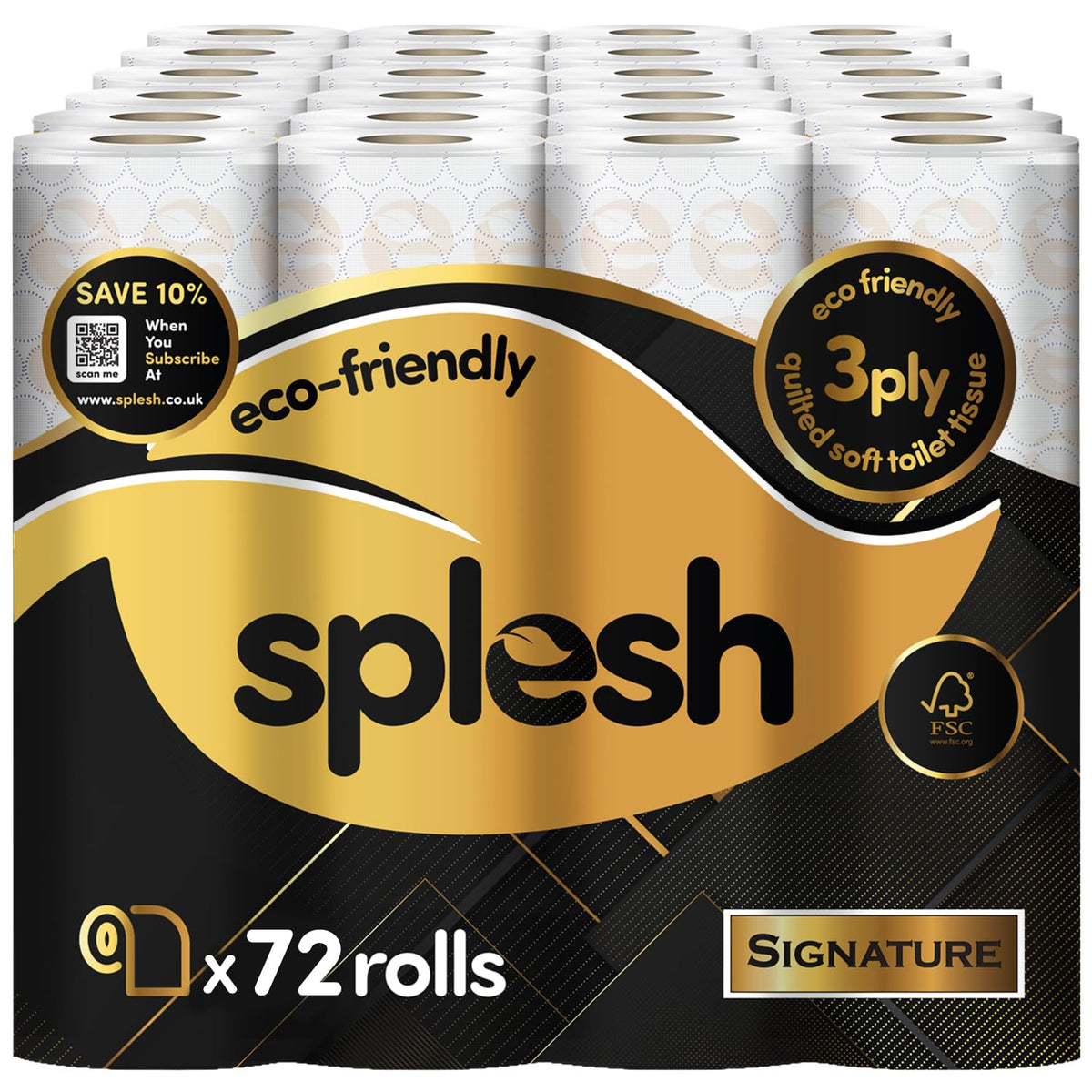 Splesh by Cusheen Toilet Roll 72 Rolls - Aloe Vera Scent Bulk Family Pack | Soft 3 Ply Quilted Bathroom Tissue Loo Rolls | Eco-Friendly, Sustainable Toilet Paper