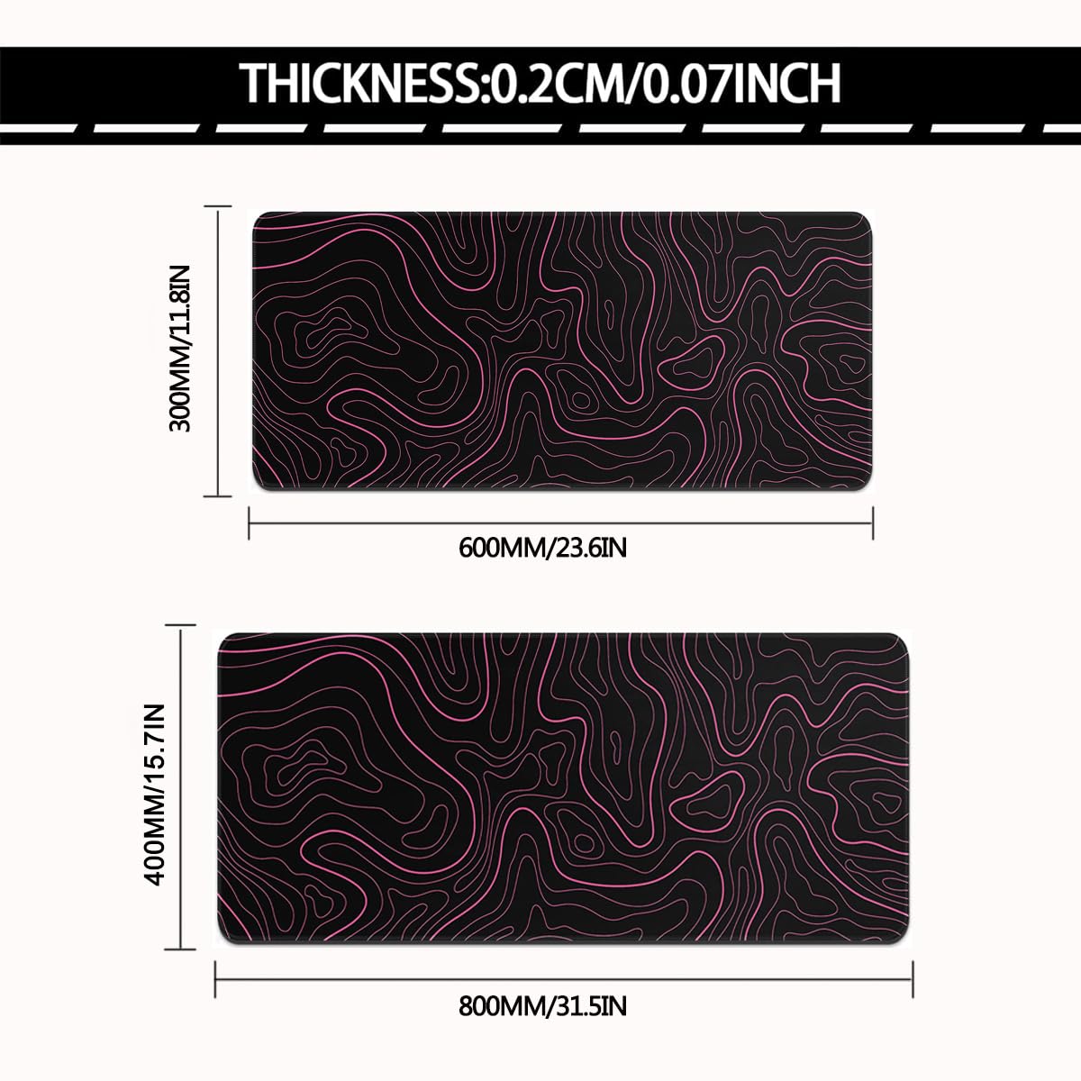 Rcege Large Gaming Mouse Pad Extended Desk Mat with Non Slip Stitched Edge